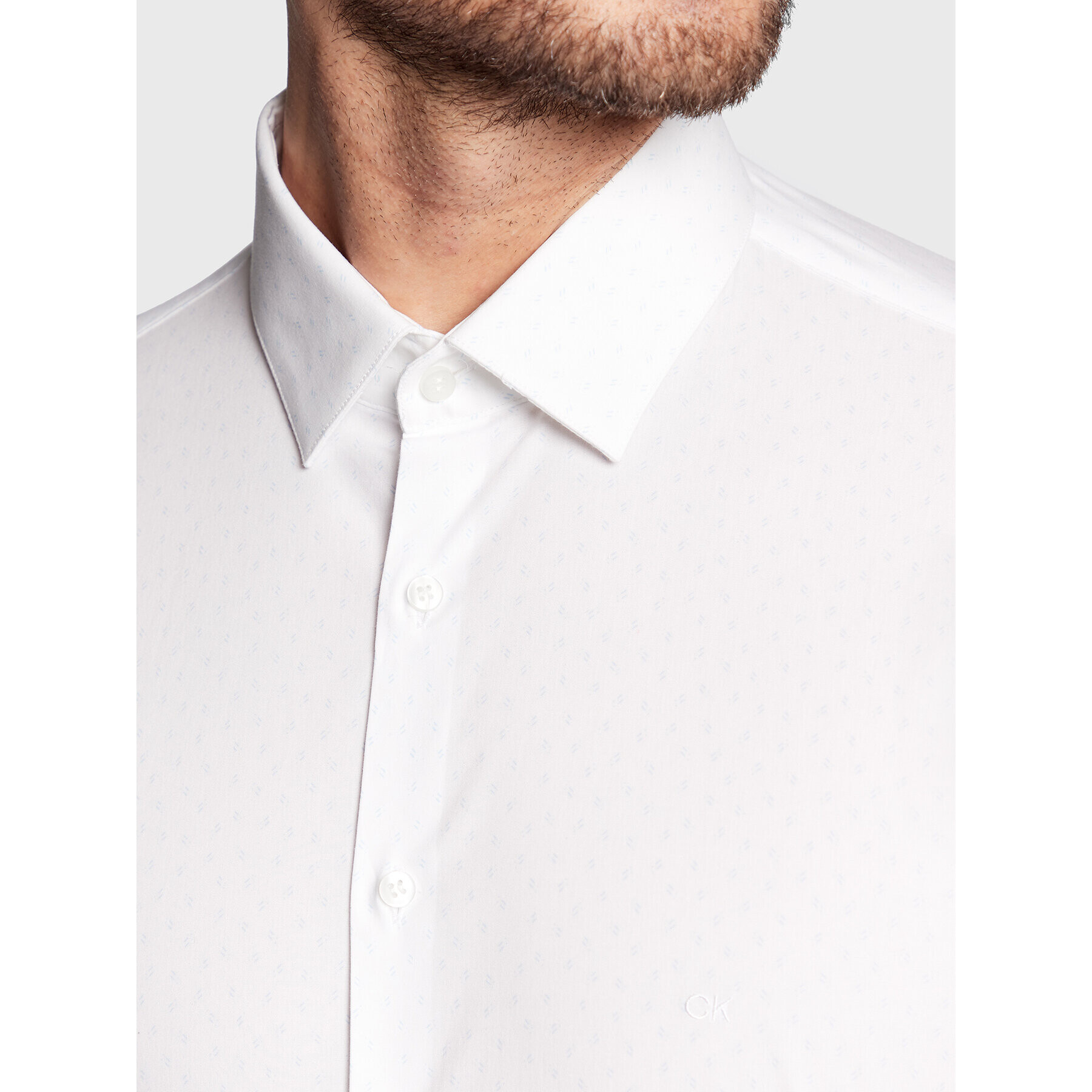Calvin Klein Риза Dash Print K10K110935 Бял Slim Fit - Pepit.bg