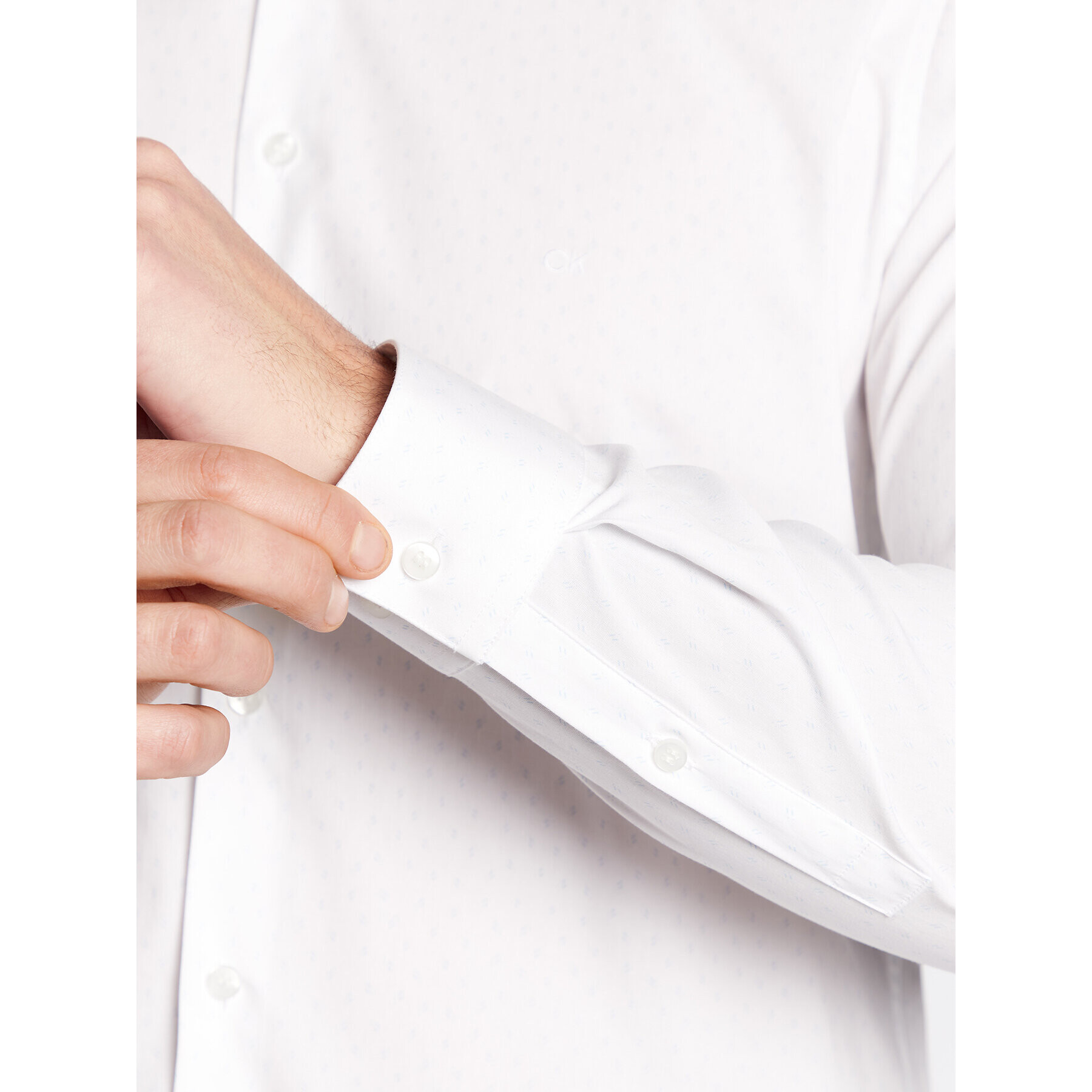 Calvin Klein Риза Dash Print K10K110935 Бял Slim Fit - Pepit.bg