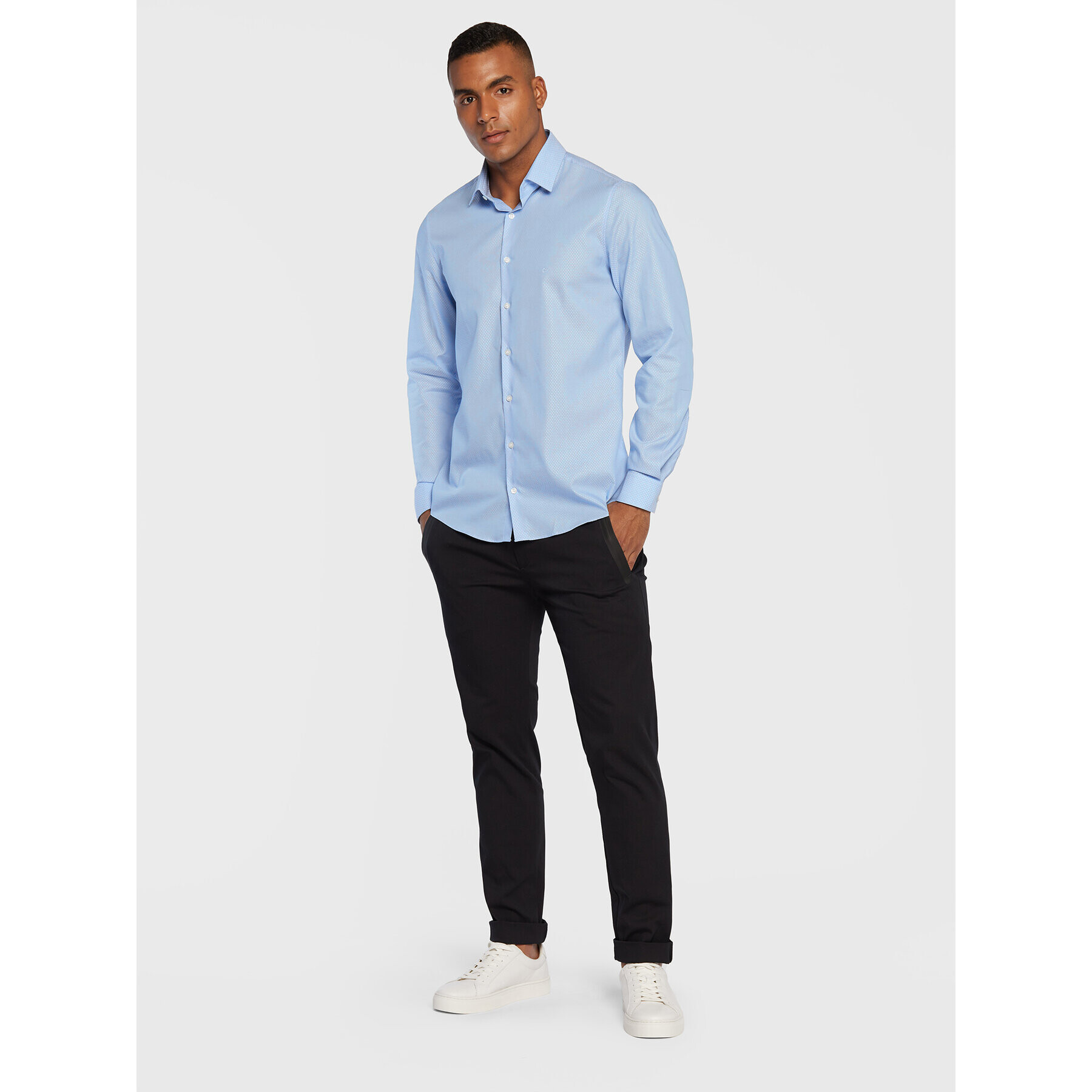 Calvin Klein Риза Dobby K10K109826 Син Slim Fit - Pepit.bg