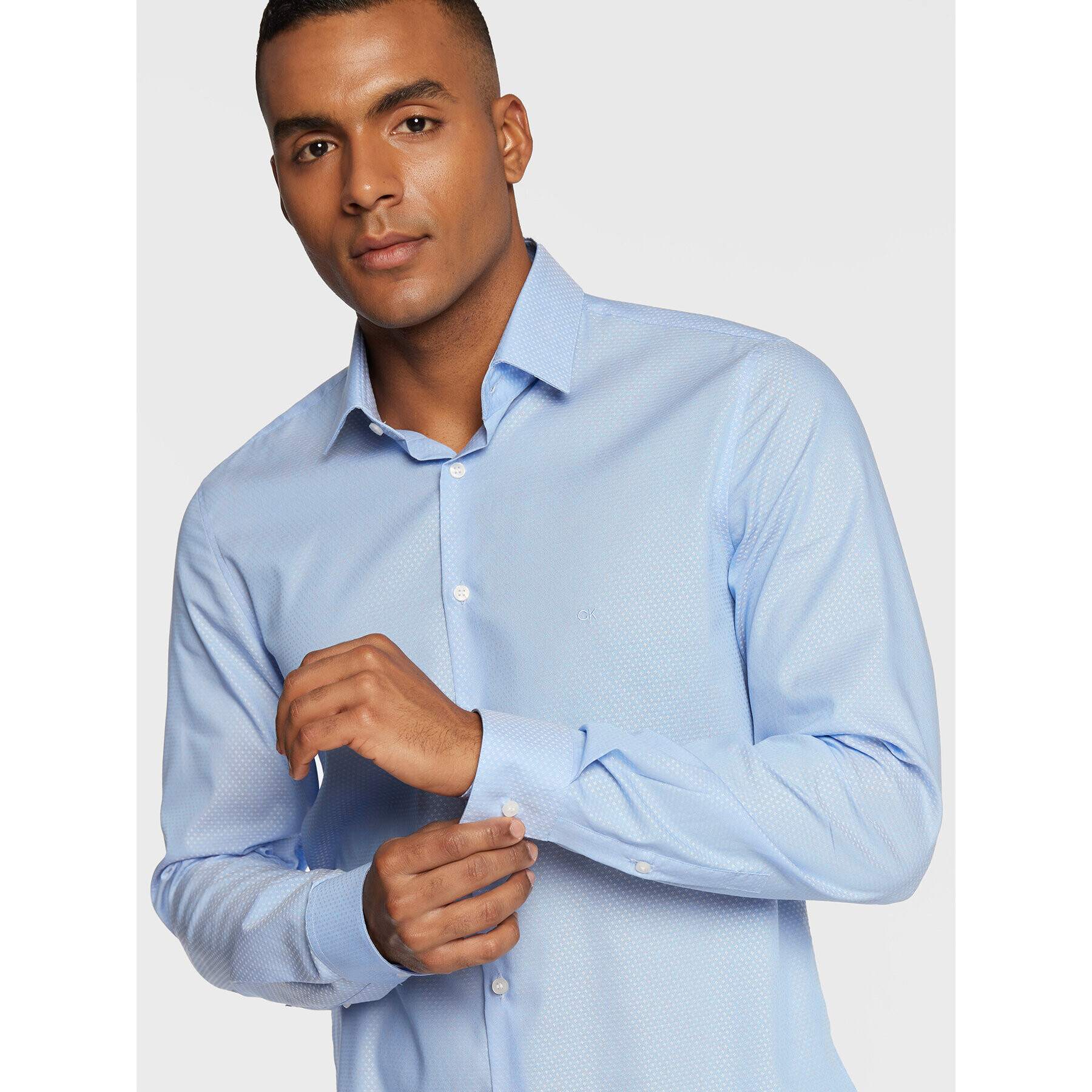 Calvin Klein Риза Dobby K10K109826 Син Slim Fit - Pepit.bg