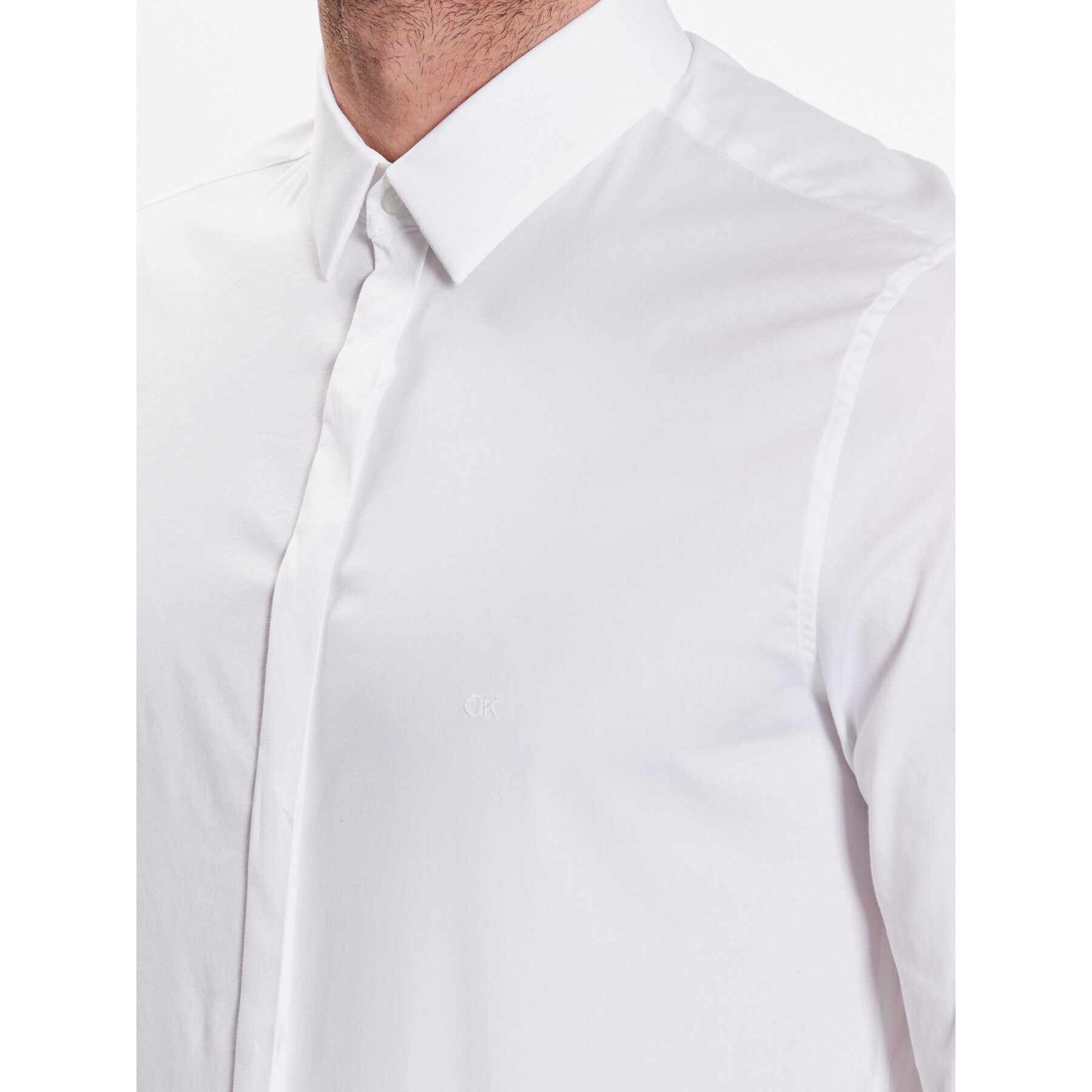 Calvin Klein Риза Hidden K10K109891 Бял Extra Slim Fit - Pepit.bg