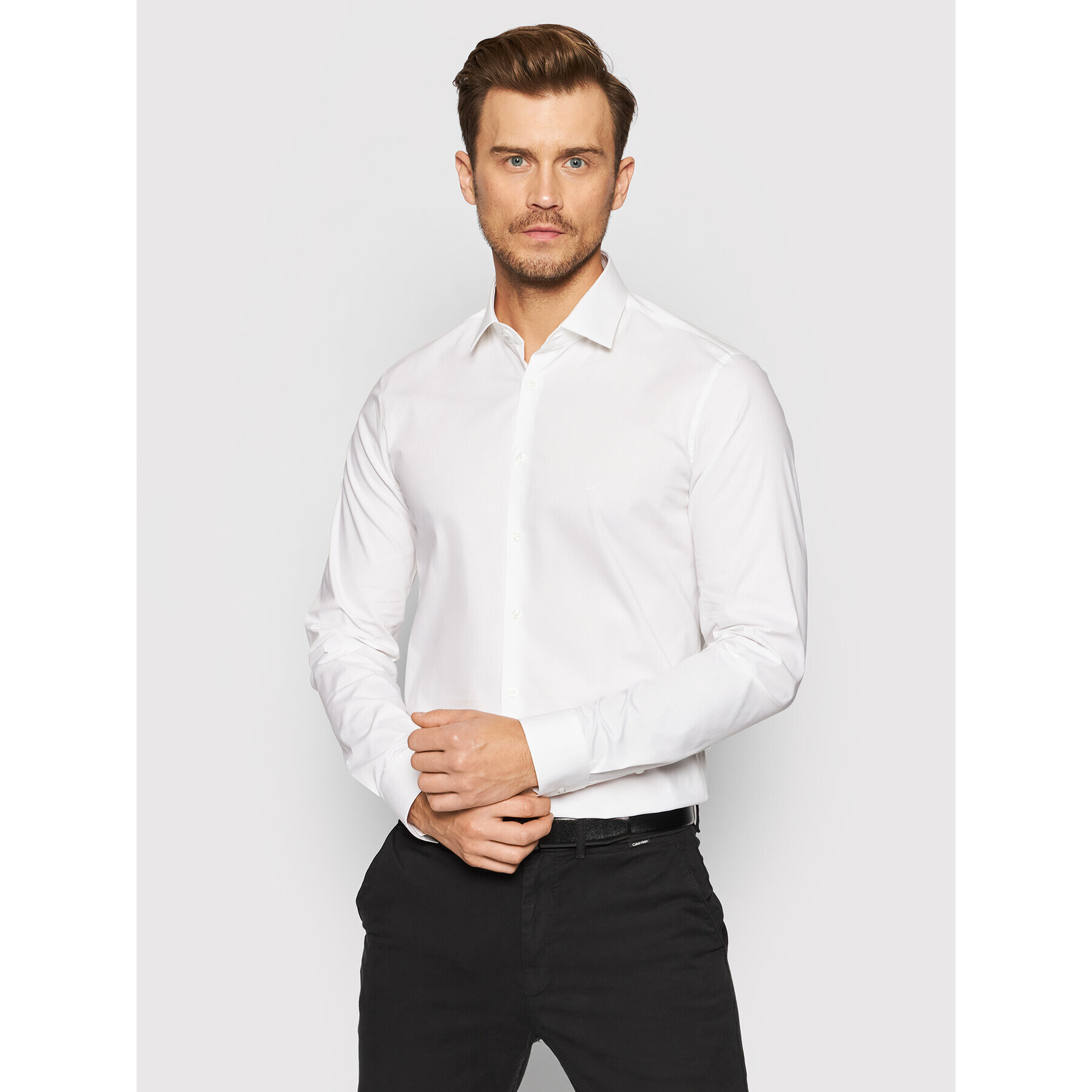 Calvin Klein Риза K10K108229 Бял Slim Fit - Pepit.bg