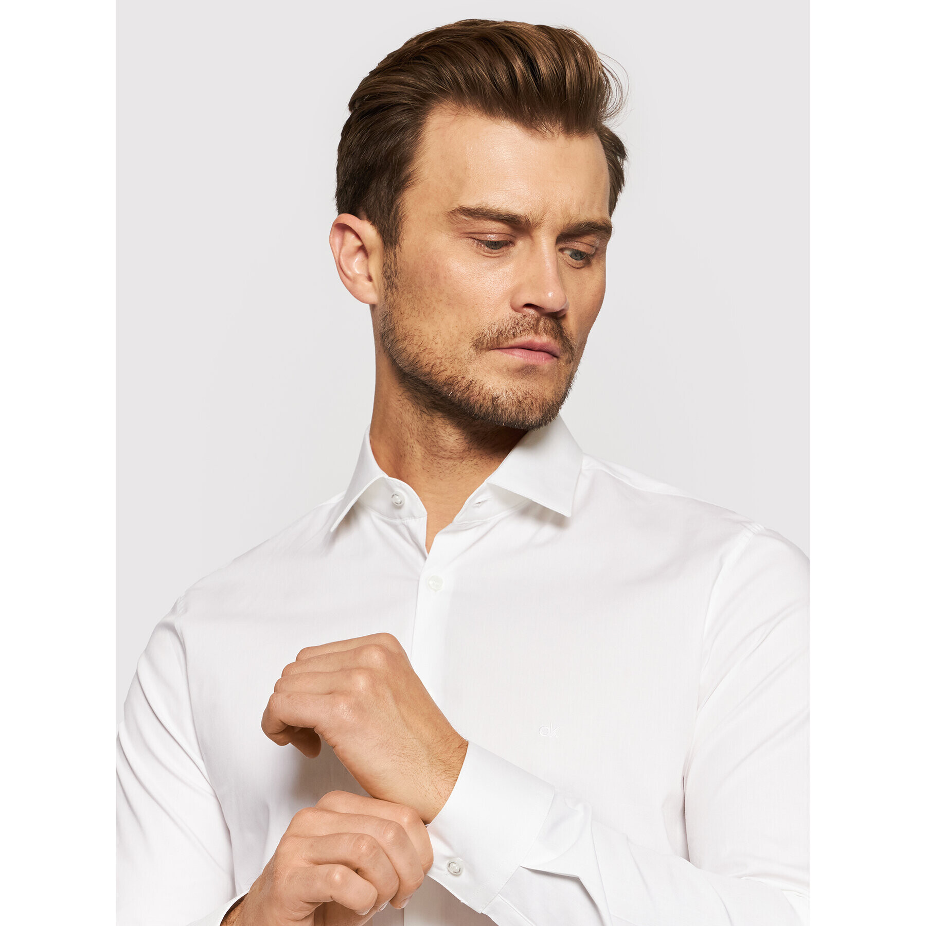 Calvin Klein Риза K10K108229 Бял Slim Fit - Pepit.bg