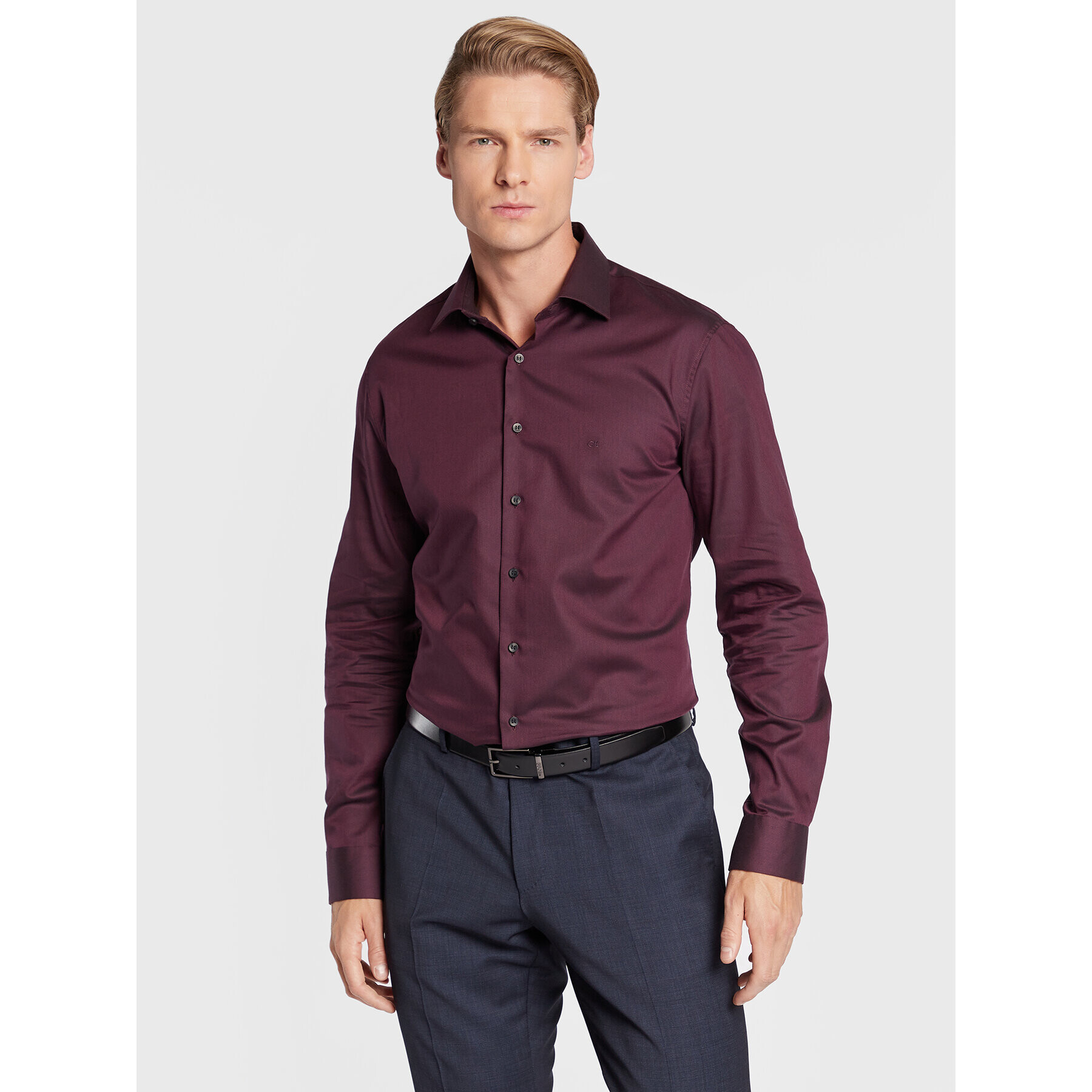 Calvin Klein Риза K10K108427 Бордо Fitted Fit - Pepit.bg