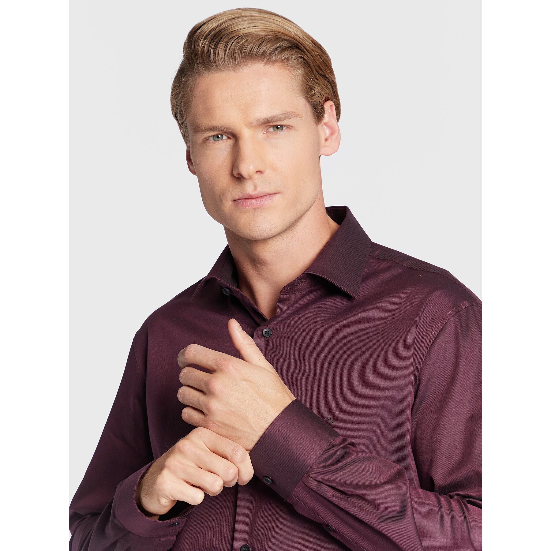 Calvin Klein Риза K10K108427 Бордо Fitted Fit - Pepit.bg
