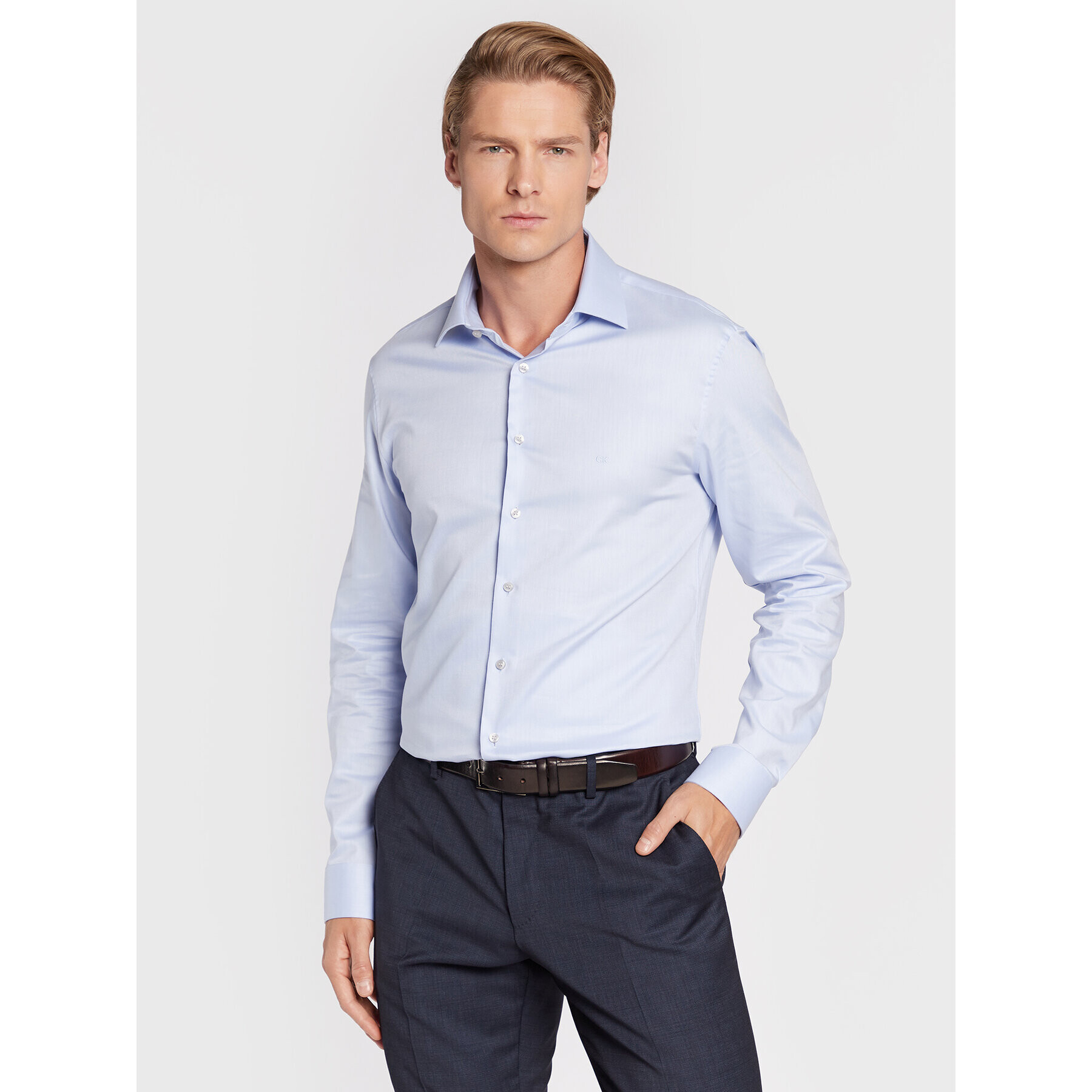 Calvin Klein Риза K10K108427 Син Fitted Fit - Pepit.bg