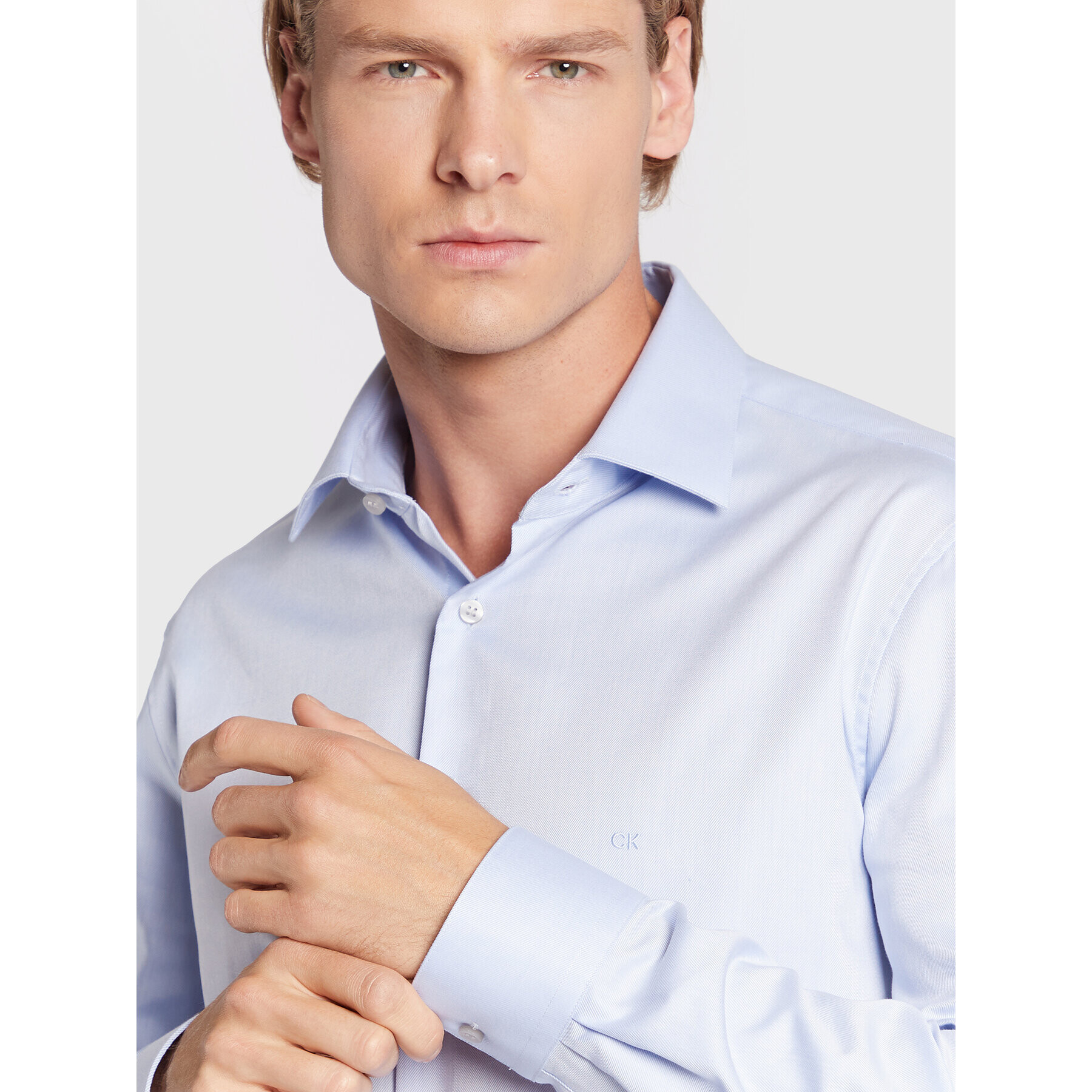 Calvin Klein Риза K10K108427 Син Fitted Fit - Pepit.bg