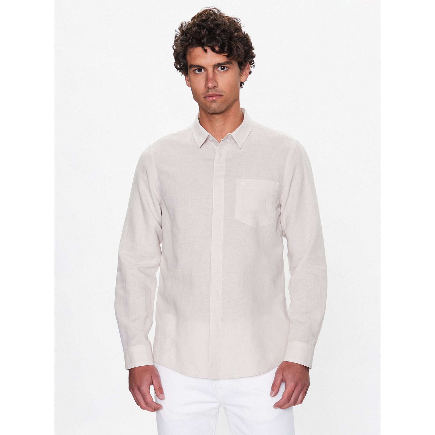 Calvin Klein Риза K10K108664 Бежов Regular Fit - Pepit.bg