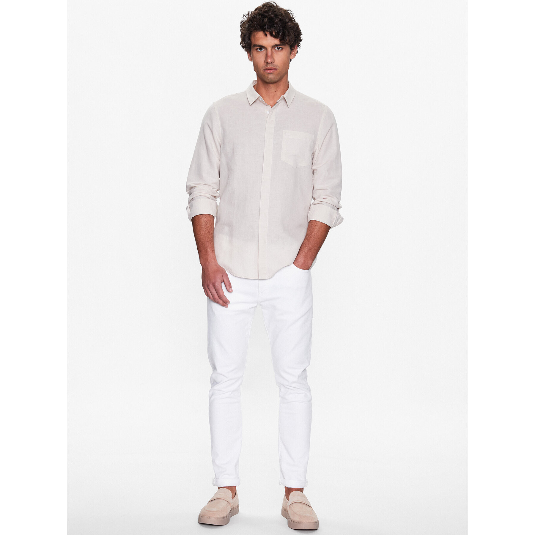 Calvin Klein Риза K10K108664 Бежов Regular Fit - Pepit.bg
