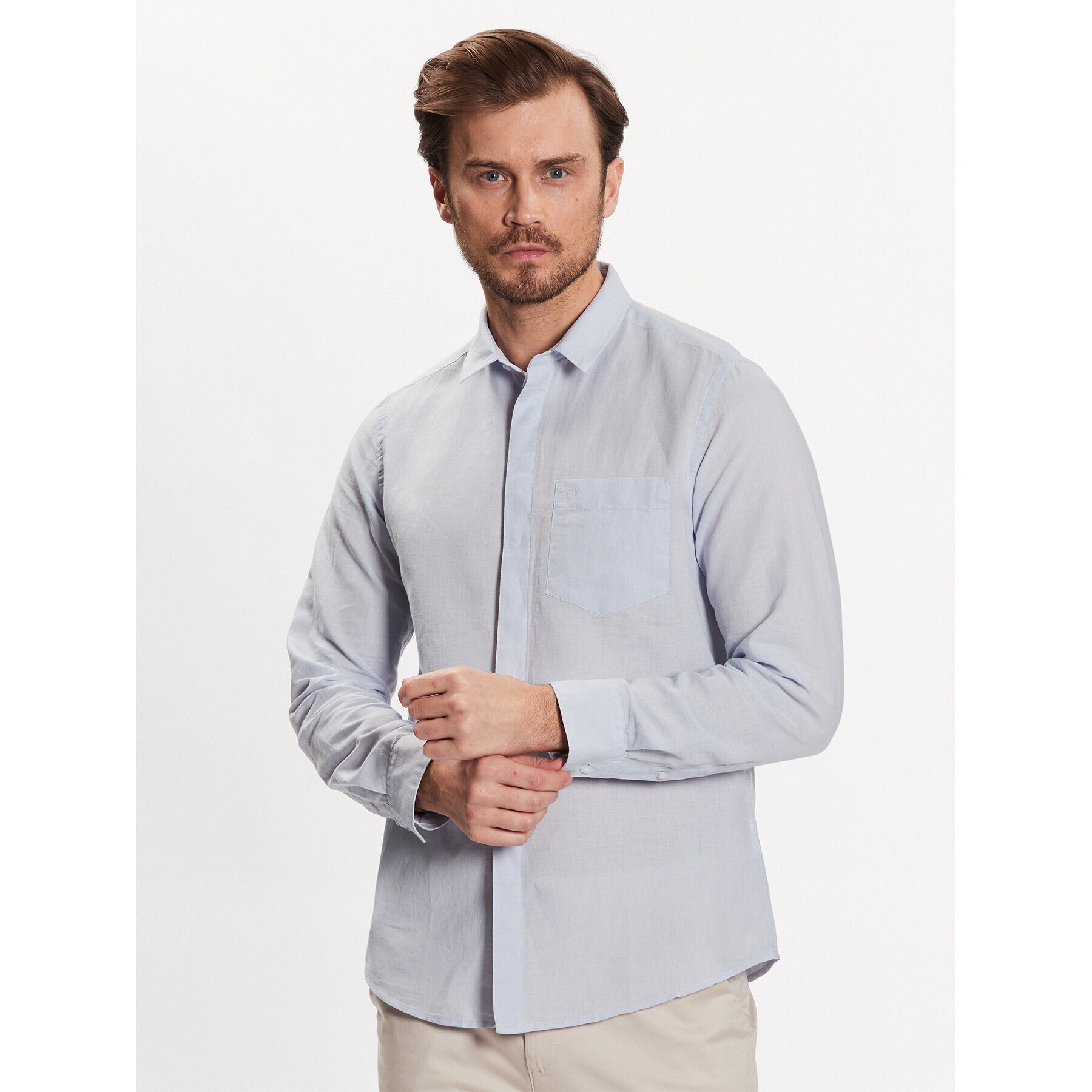 Calvin Klein Риза K10K108664 Син Regular Fit - Pepit.bg