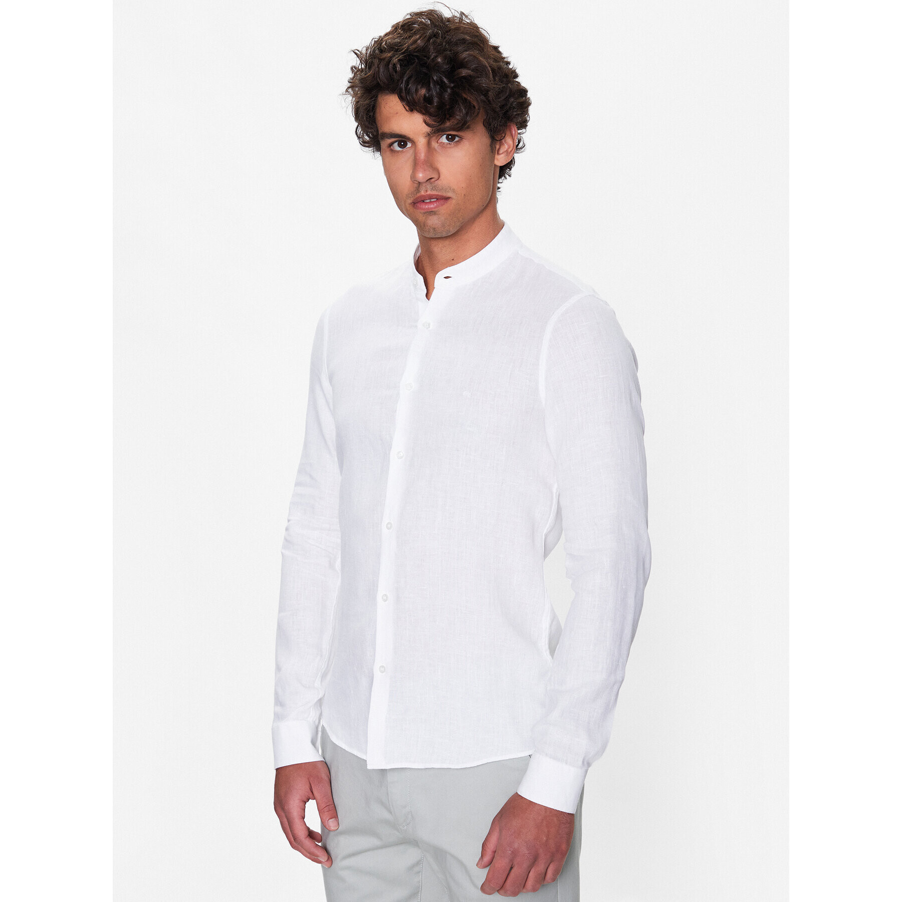 Calvin Klein Риза K10K109511 Бял Slim Fit - Pepit.bg
