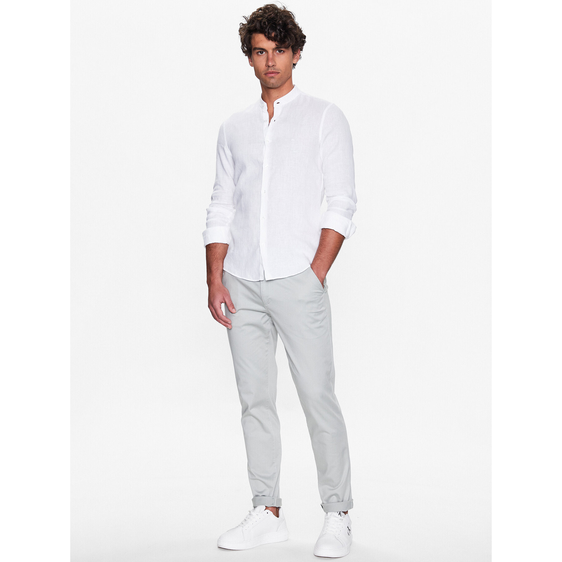 Calvin Klein Риза K10K109511 Бял Slim Fit - Pepit.bg