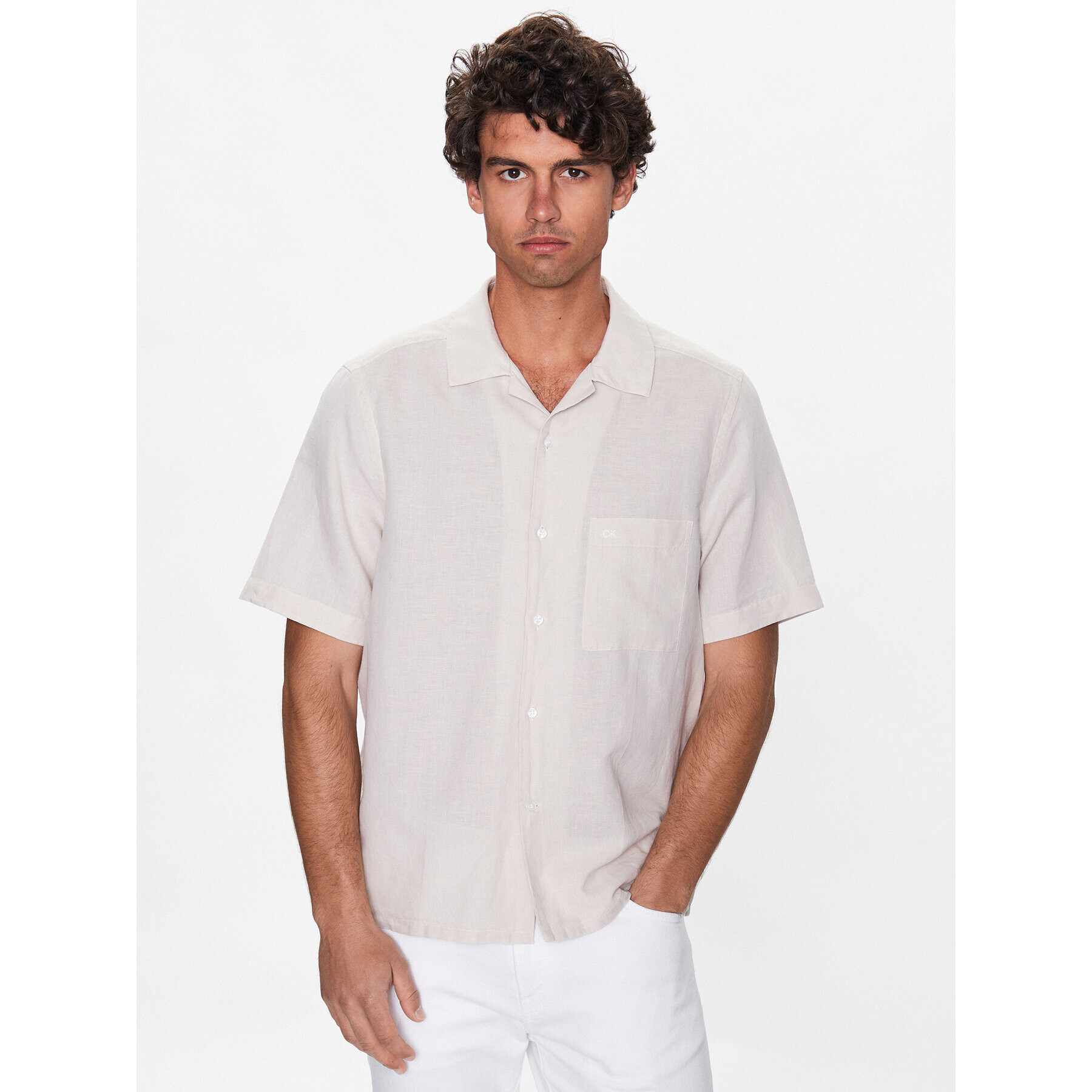Calvin Klein Риза K10K109521 Бежов Regular Fit - Pepit.bg