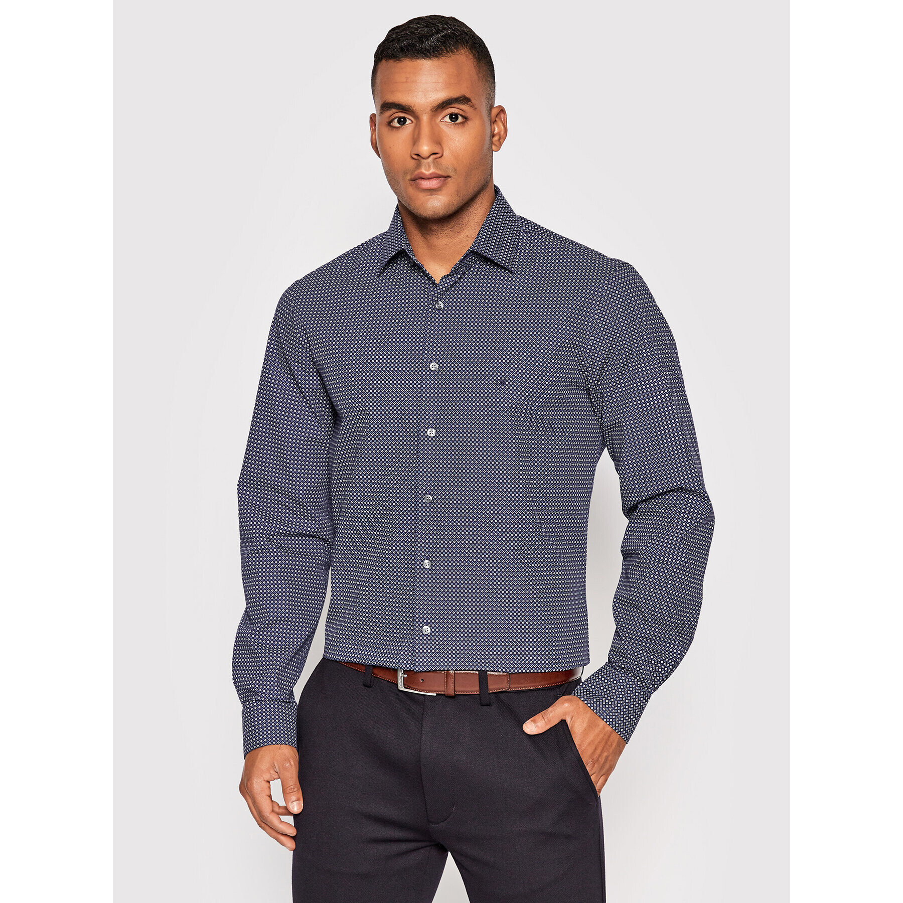 Calvin Klein Риза K10K109965 Тъмносин Fitted Fit - Pepit.bg