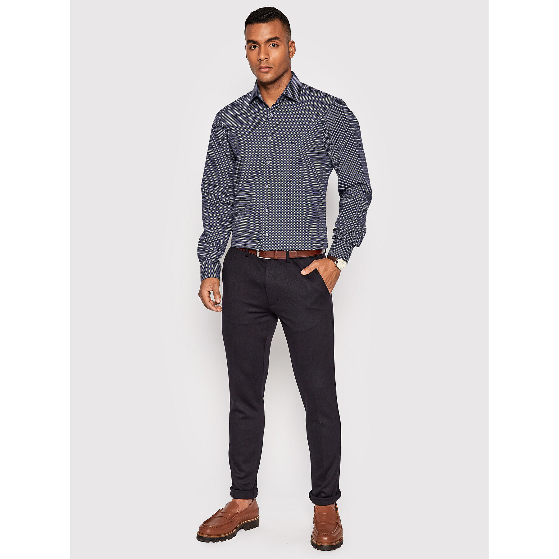 Calvin Klein Риза K10K109965 Тъмносин Fitted Fit - Pepit.bg