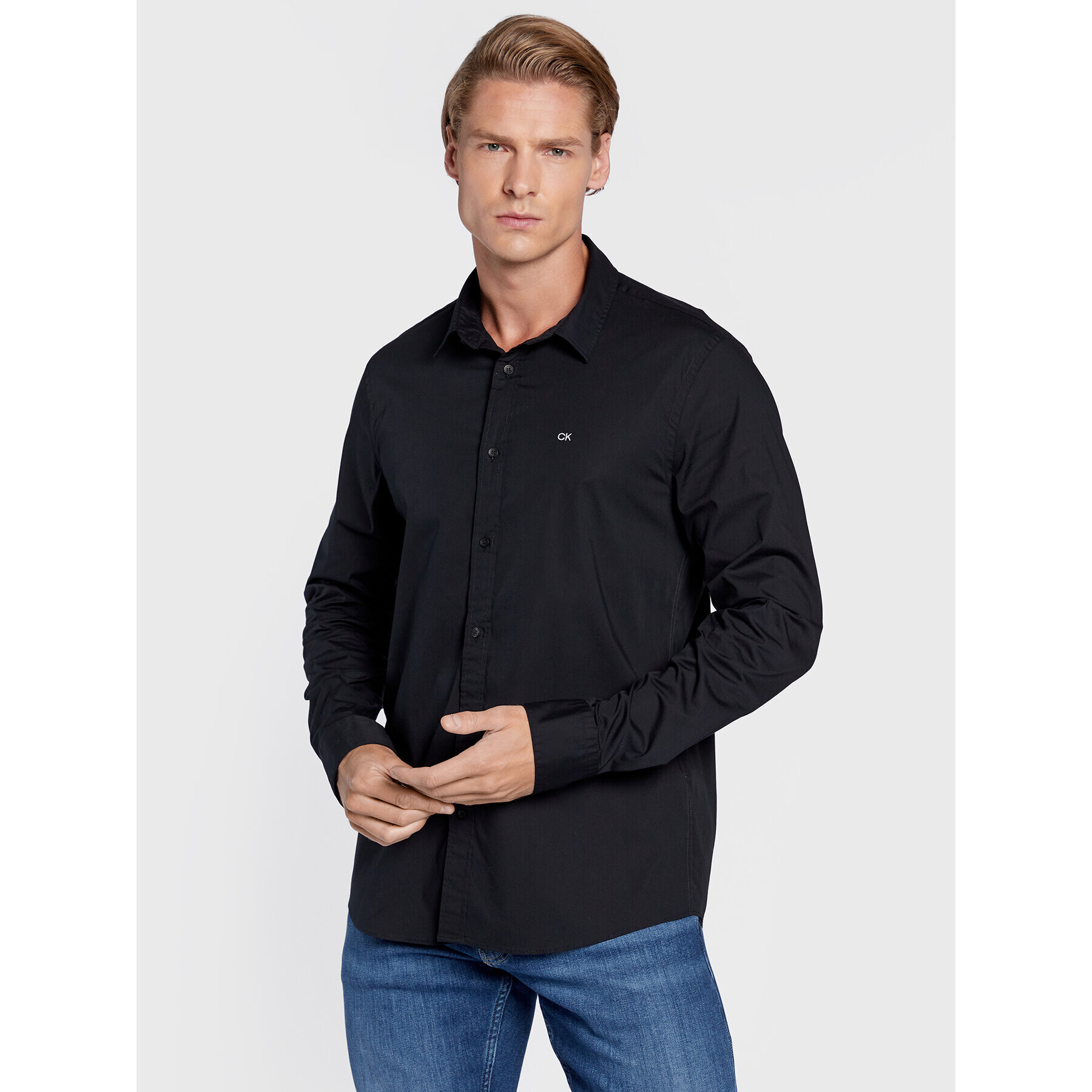 Calvin Klein Риза K10K110856 Черен Slim Fit - Pepit.bg