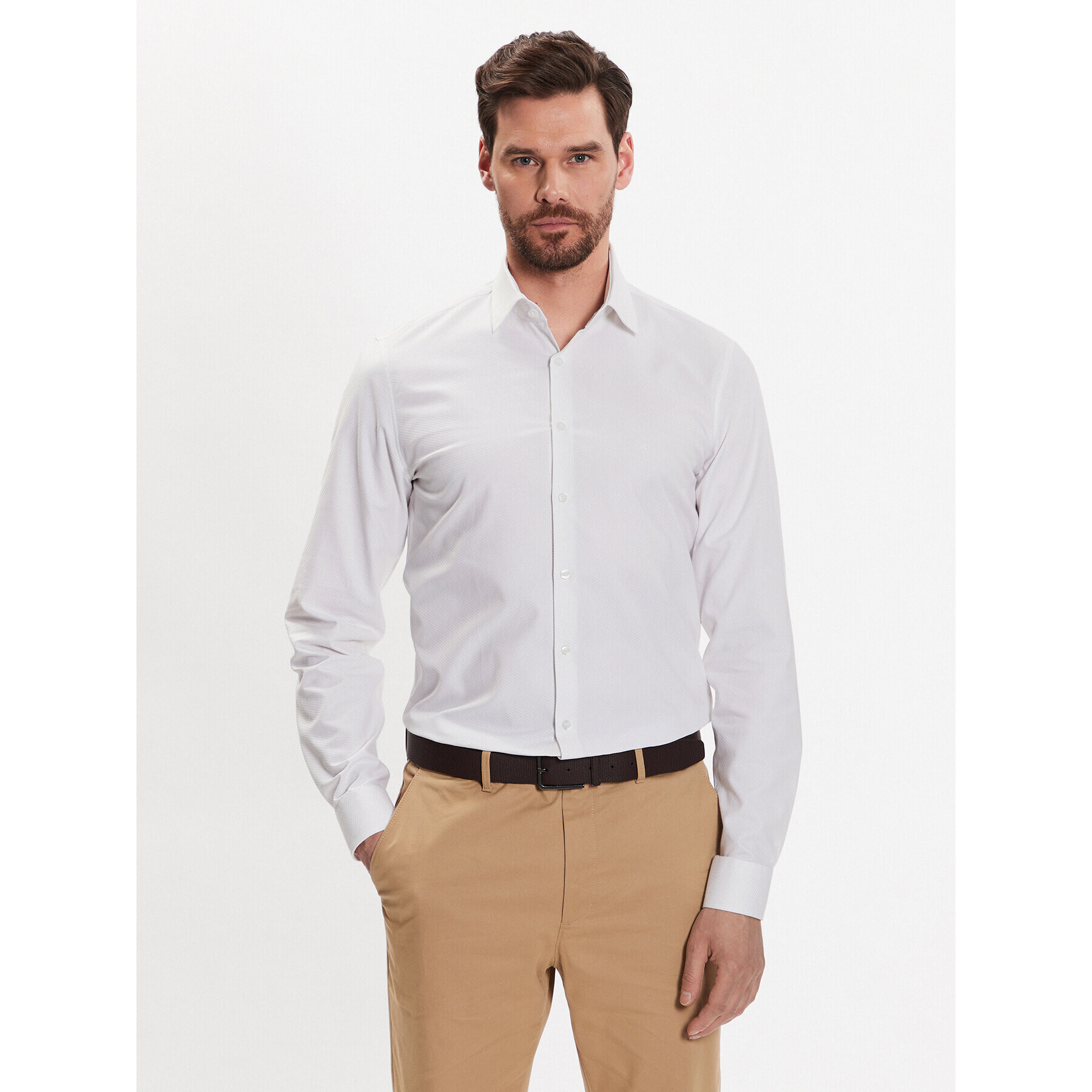 Calvin Klein Риза K10K111281 Бял Slim Fit - Pepit.bg