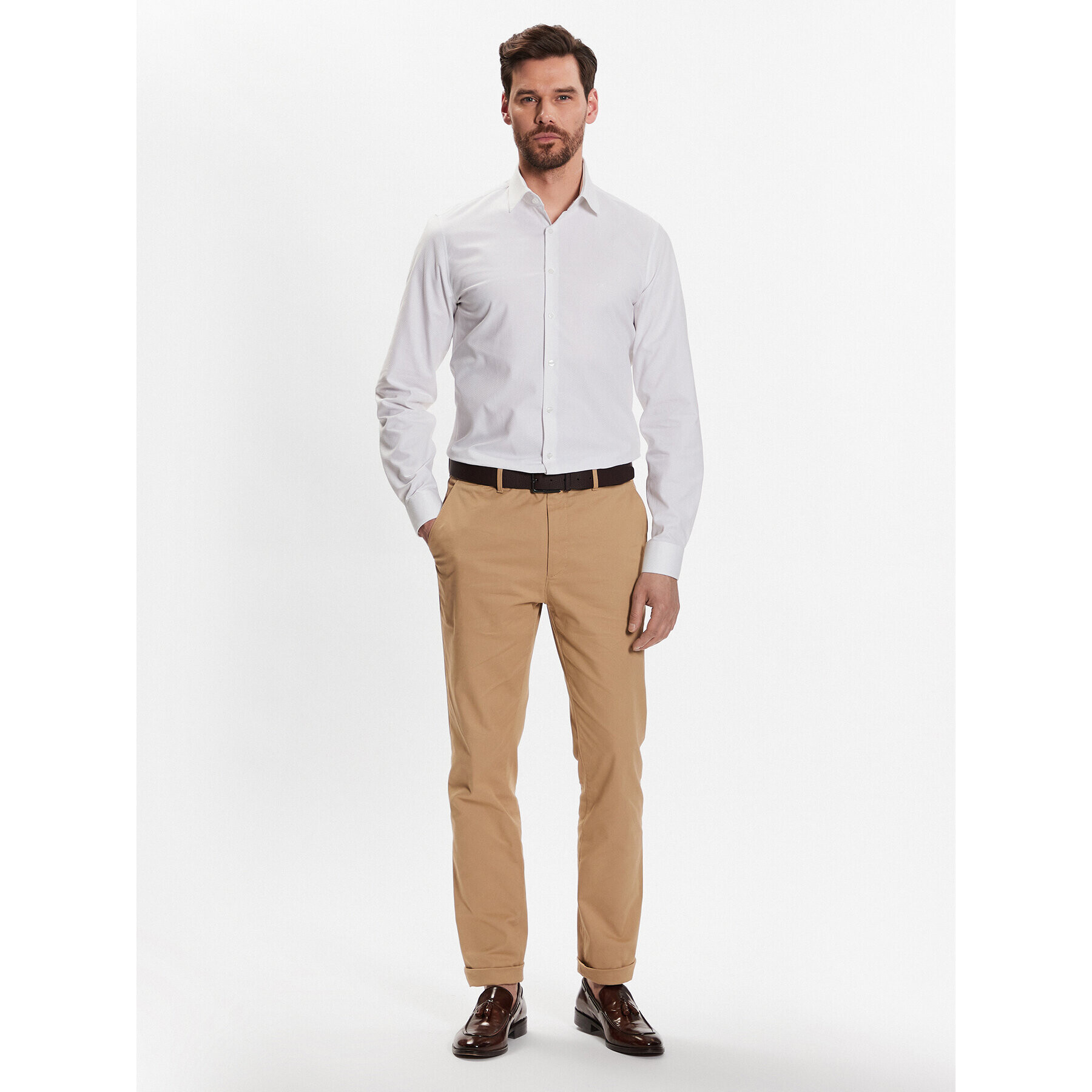 Calvin Klein Риза K10K111281 Бял Slim Fit - Pepit.bg
