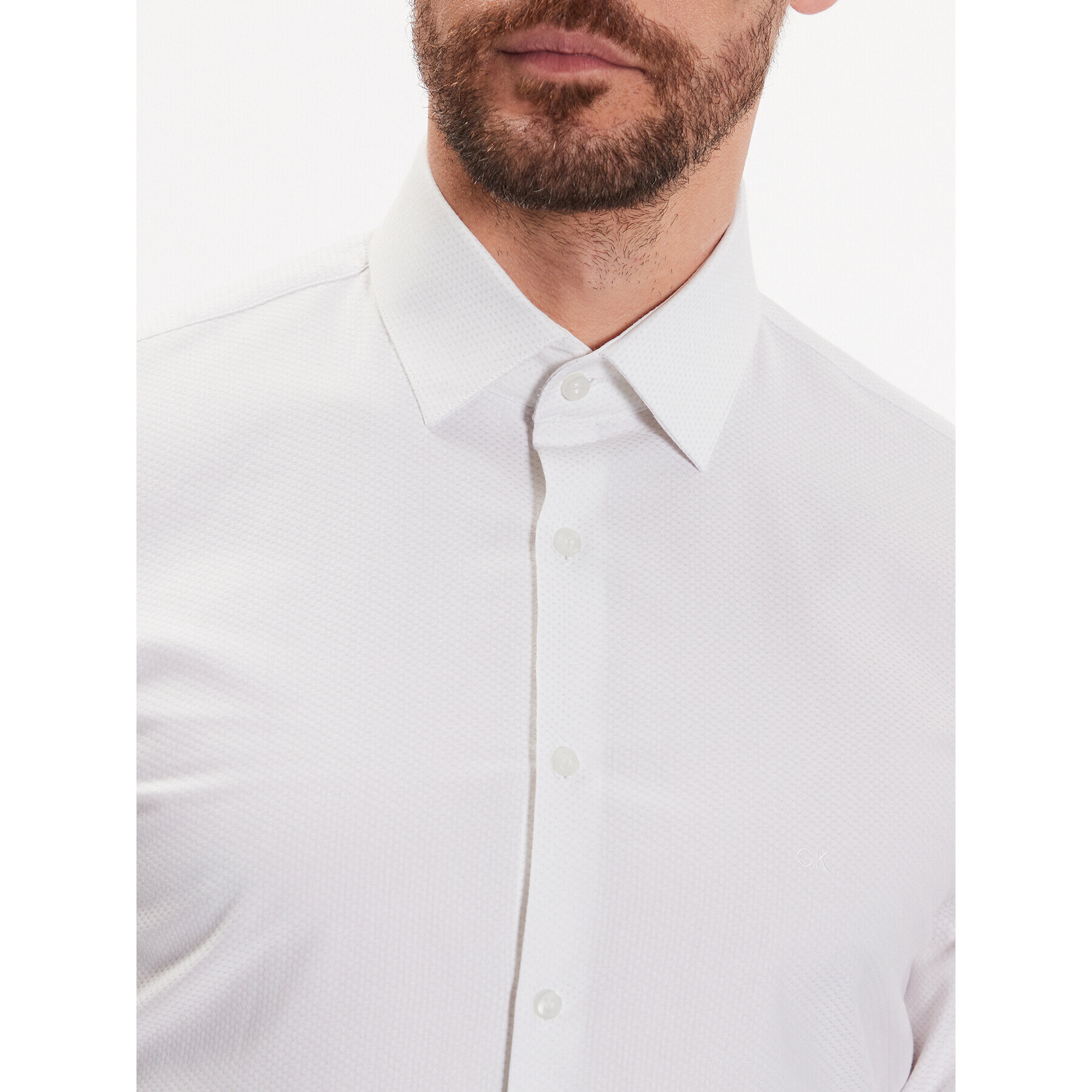 Calvin Klein Риза K10K111281 Бял Slim Fit - Pepit.bg