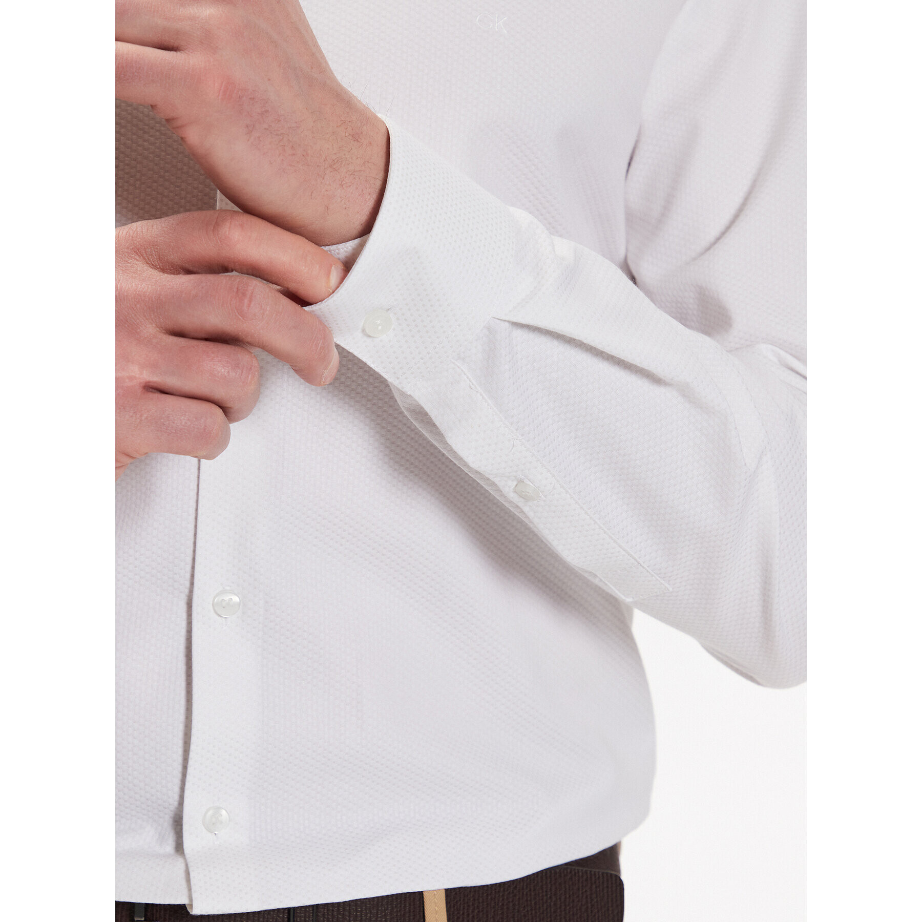 Calvin Klein Риза K10K111281 Бял Slim Fit - Pepit.bg