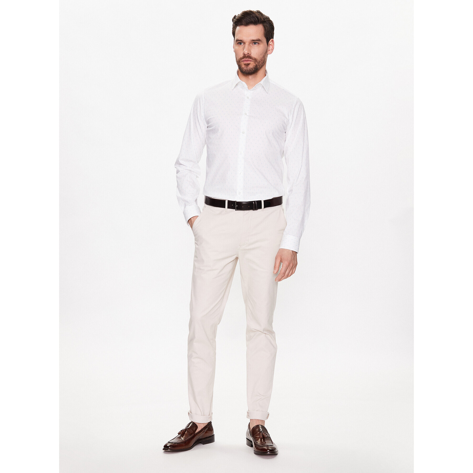 Calvin Klein Риза K10K111289 Бял Slim Fit - Pepit.bg