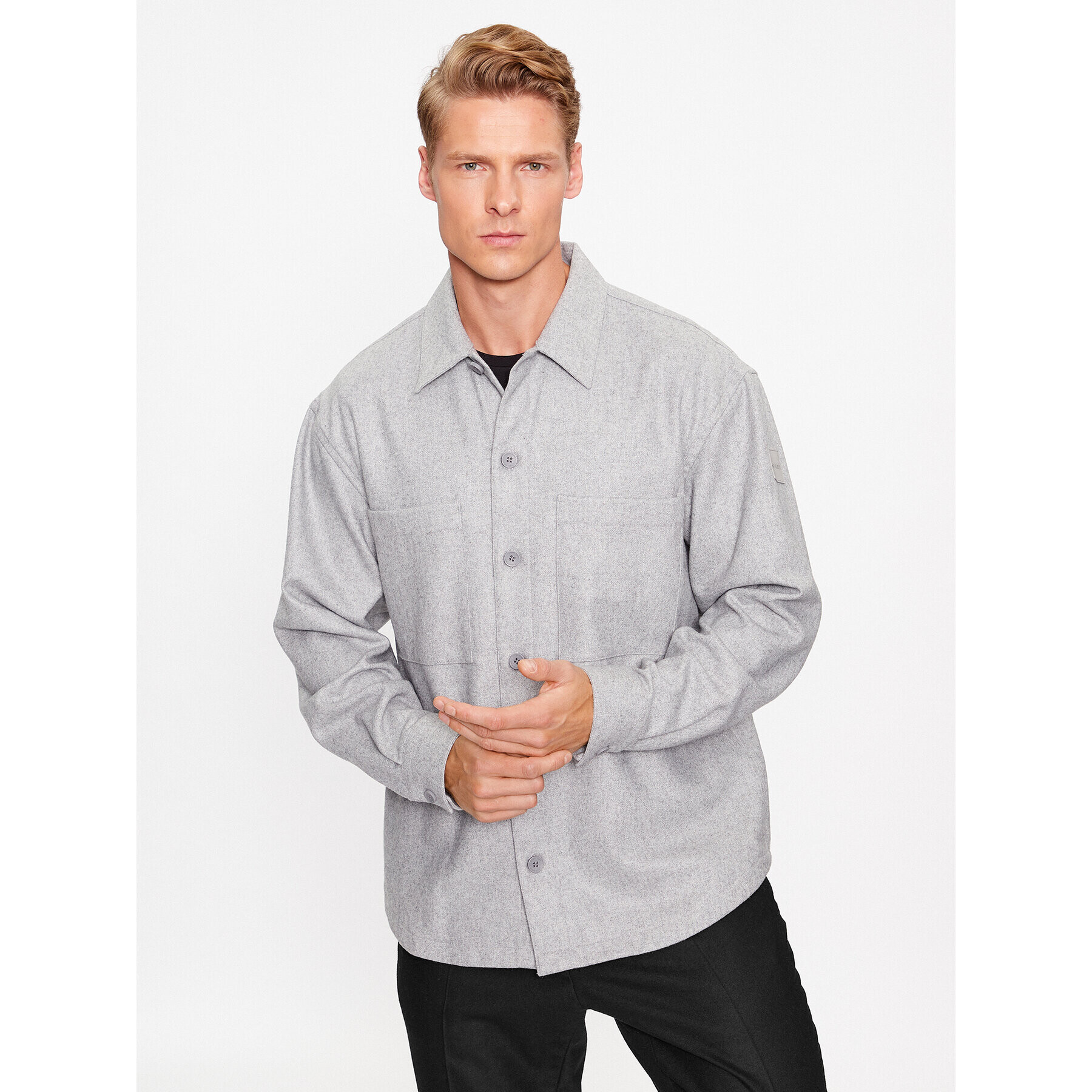 Calvin Klein Риза K10K111731 Сив Regular Fit - Pepit.bg