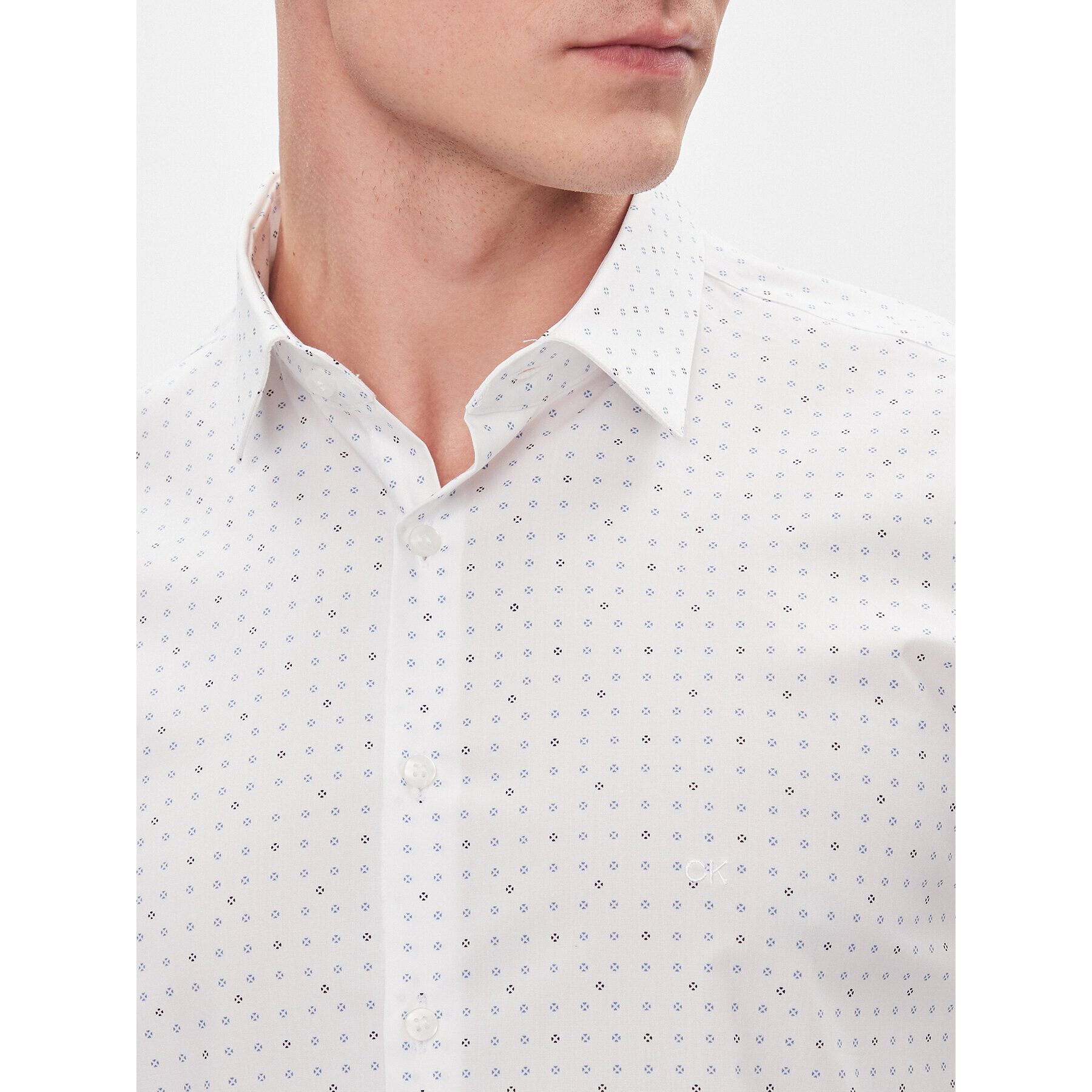 Calvin Klein Риза K10K112298 Бял Slim Fit - Pepit.bg