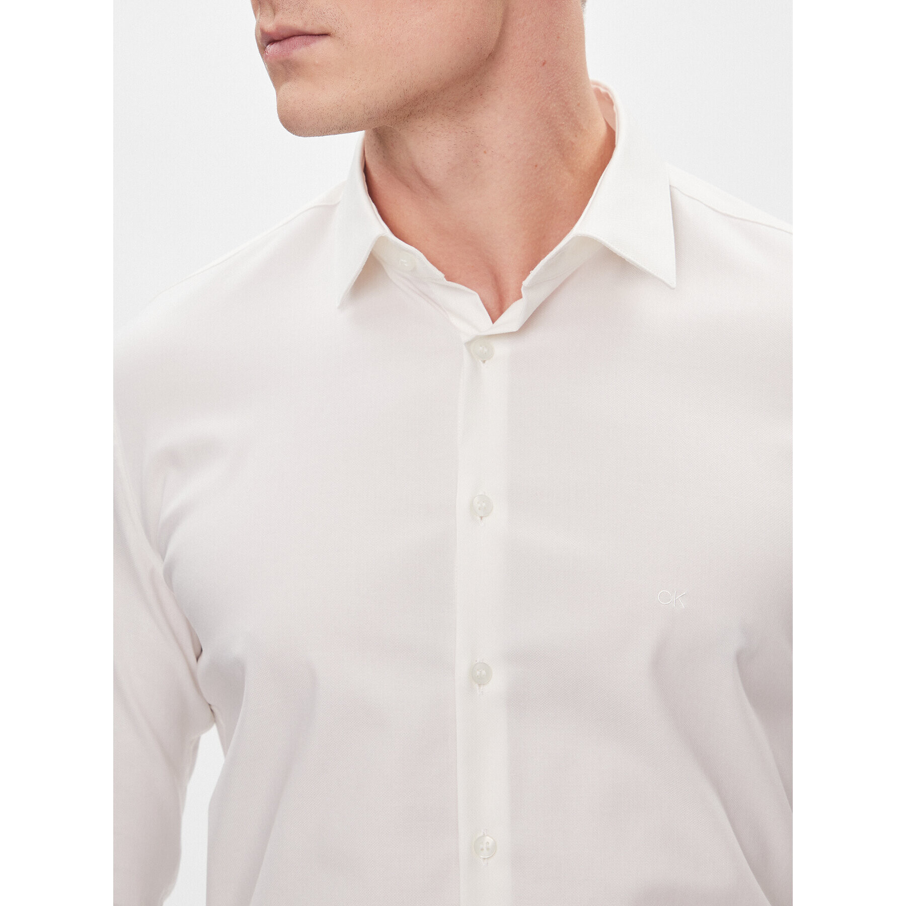 Calvin Klein Риза K10K112301 Бял Slim Fit - Pepit.bg