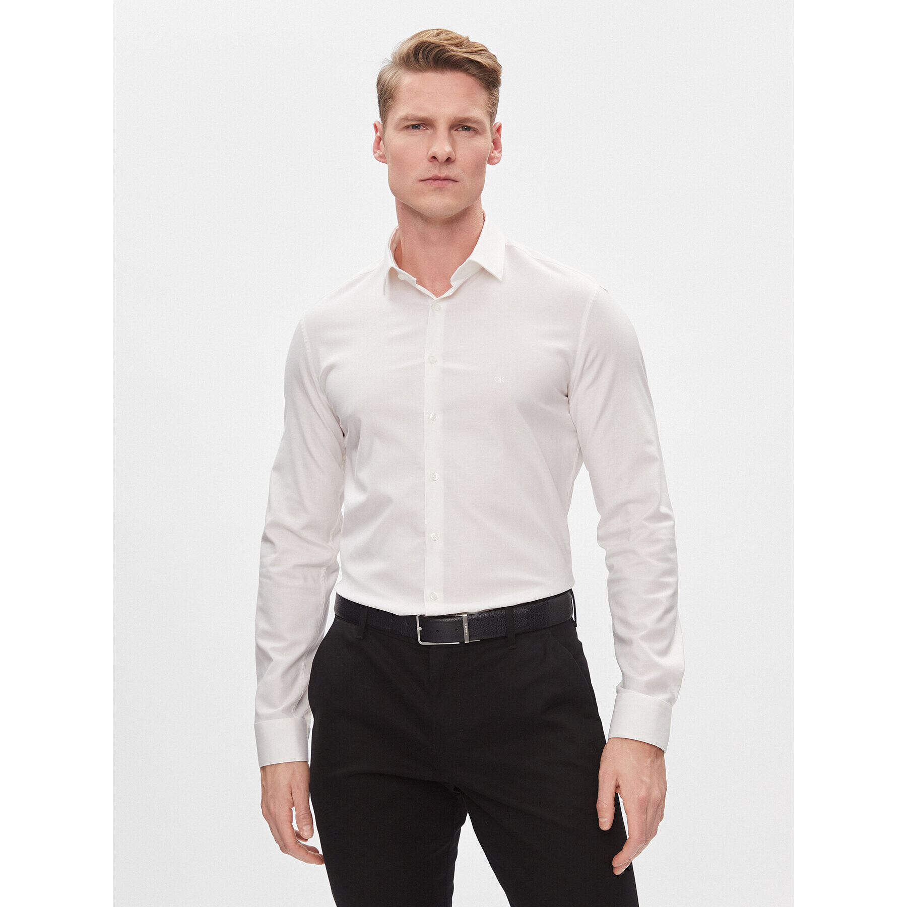 Calvin Klein Риза K10K112305 Бял Slim Fit - Pepit.bg