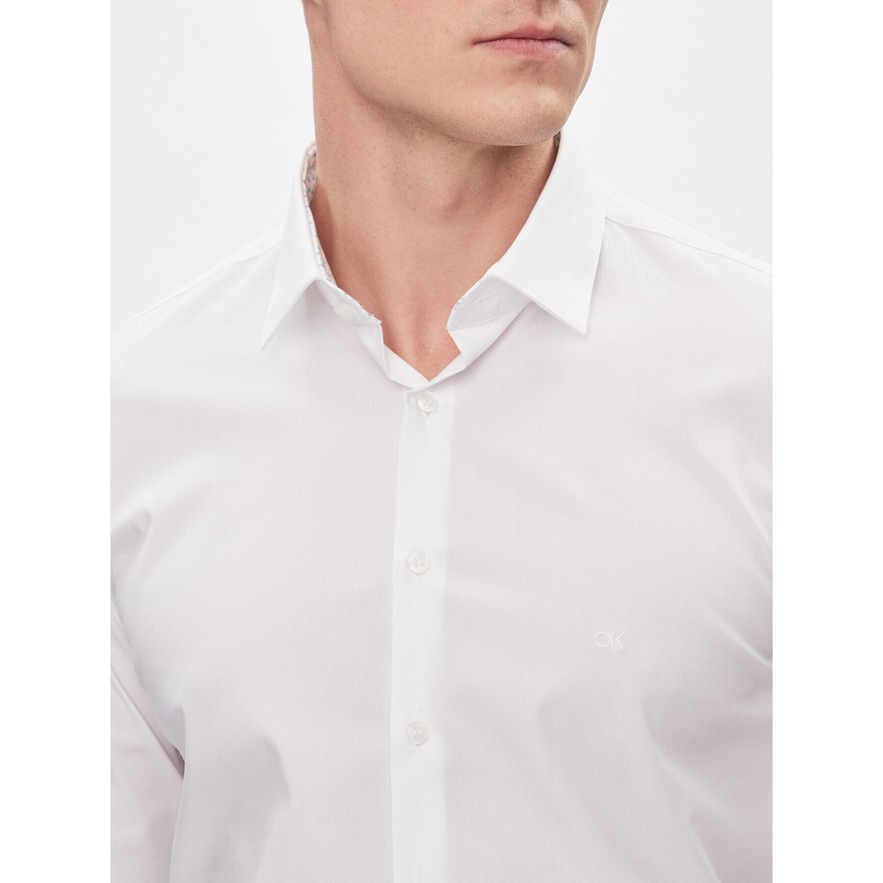 Calvin Klein Риза K10K112310 Бял Slim Fit - Pepit.bg