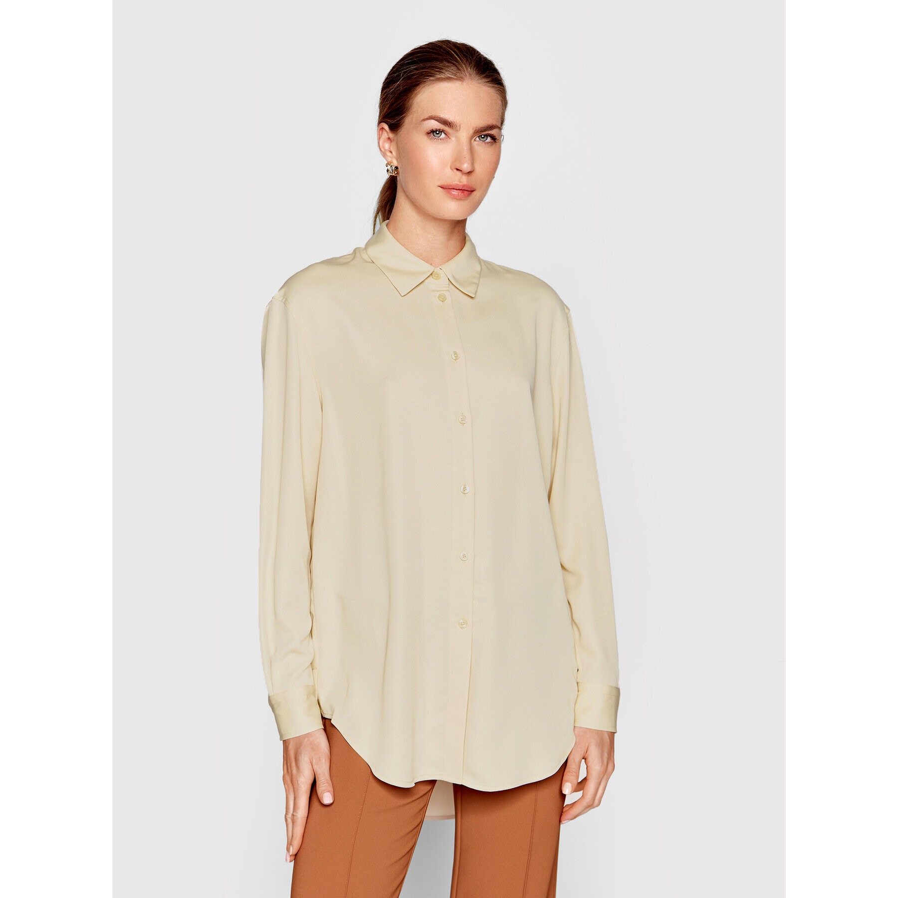 Calvin Klein Риза K20K203498 Бежов Relaxed Fit - Pepit.bg