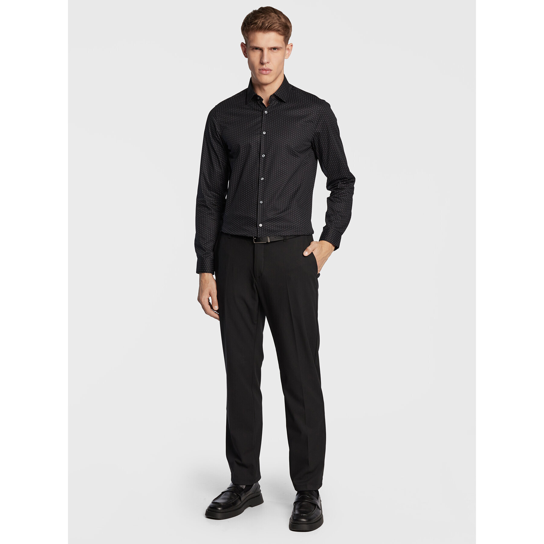 Calvin Klein Риза Minimal Dot K10K110564 Черен Slim Fit - Pepit.bg