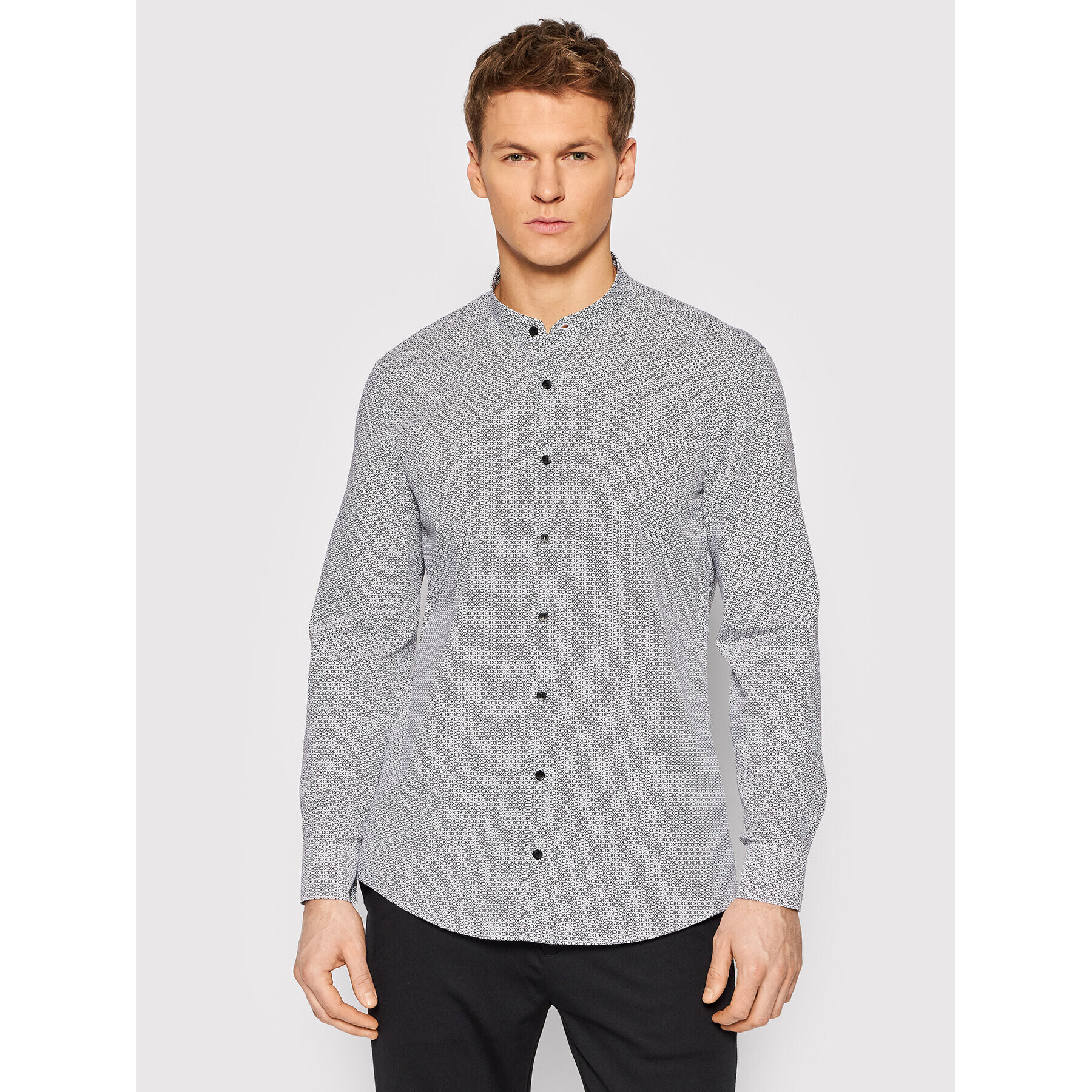 Calvin Klein Риза Monogram Print K10K108417 Сив Slim Fit - Pepit.bg