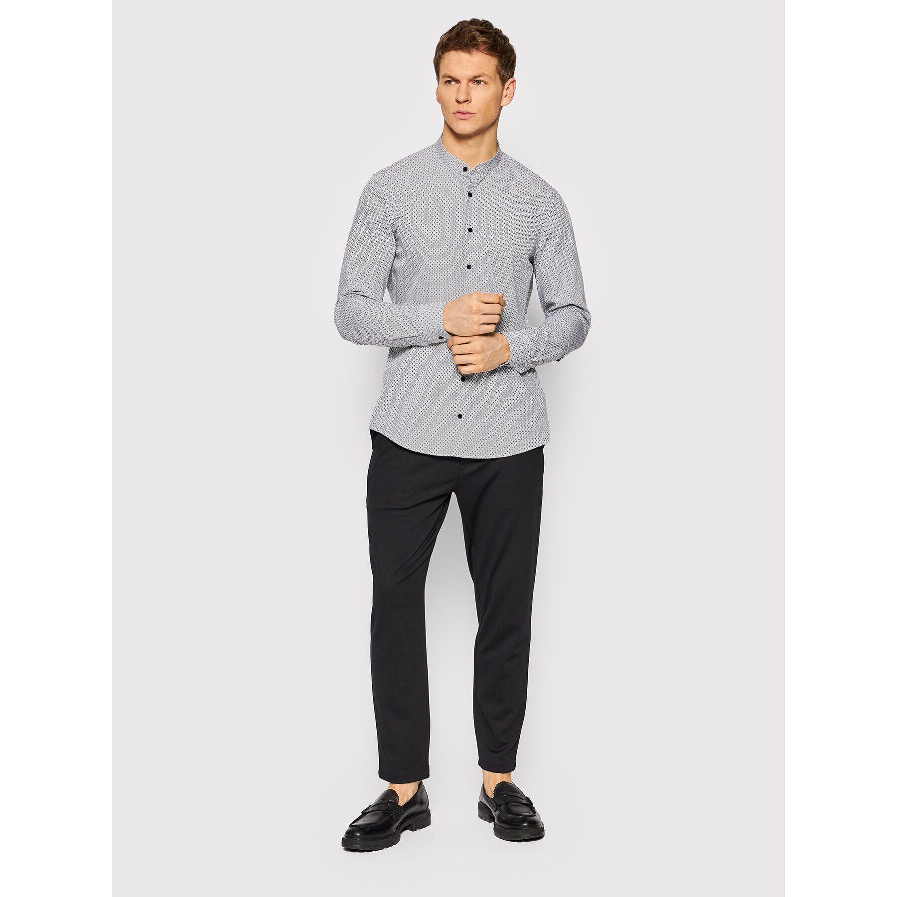 Calvin Klein Риза Monogram Print K10K108417 Сив Slim Fit - Pepit.bg