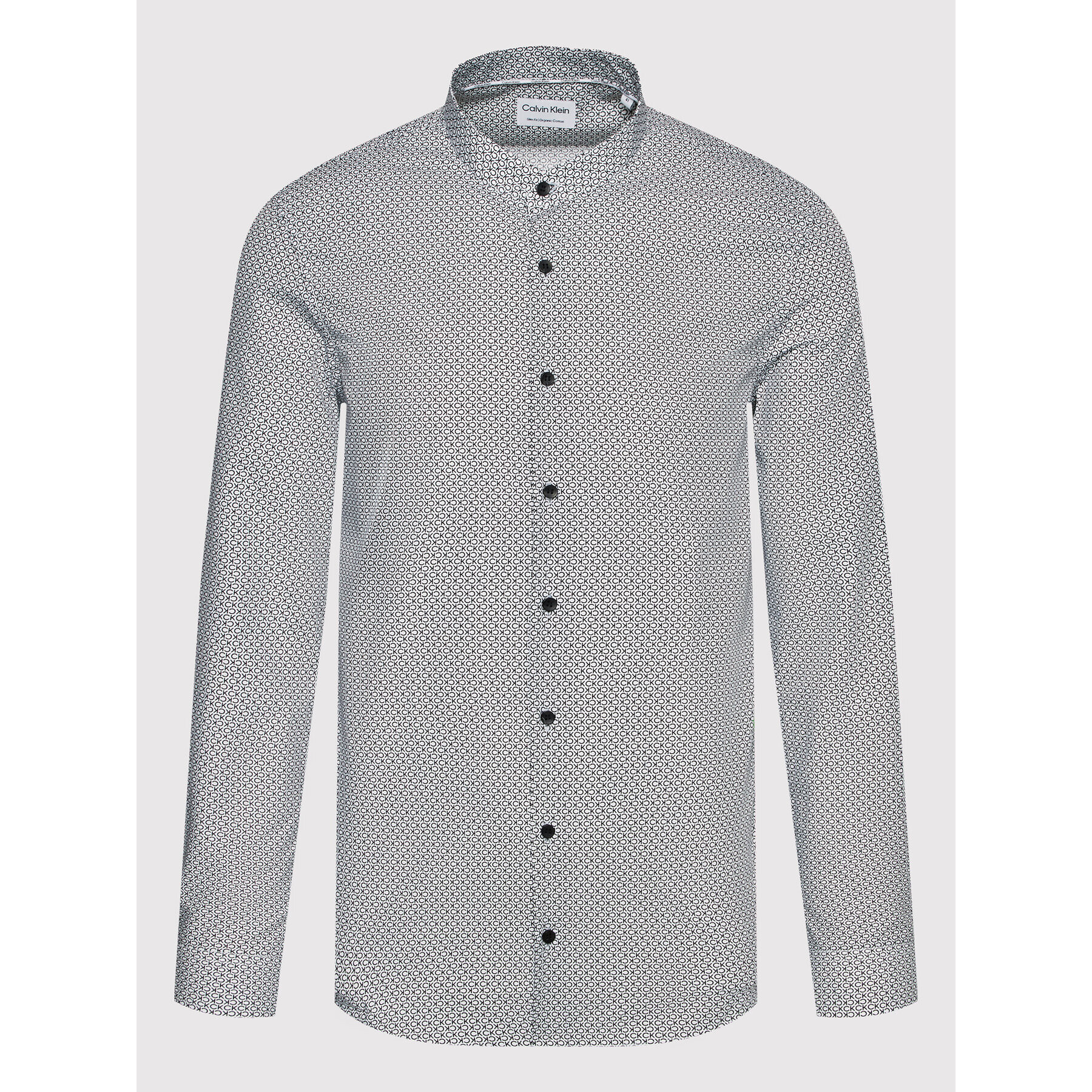 Calvin Klein Риза Monogram Print K10K108417 Сив Slim Fit - Pepit.bg