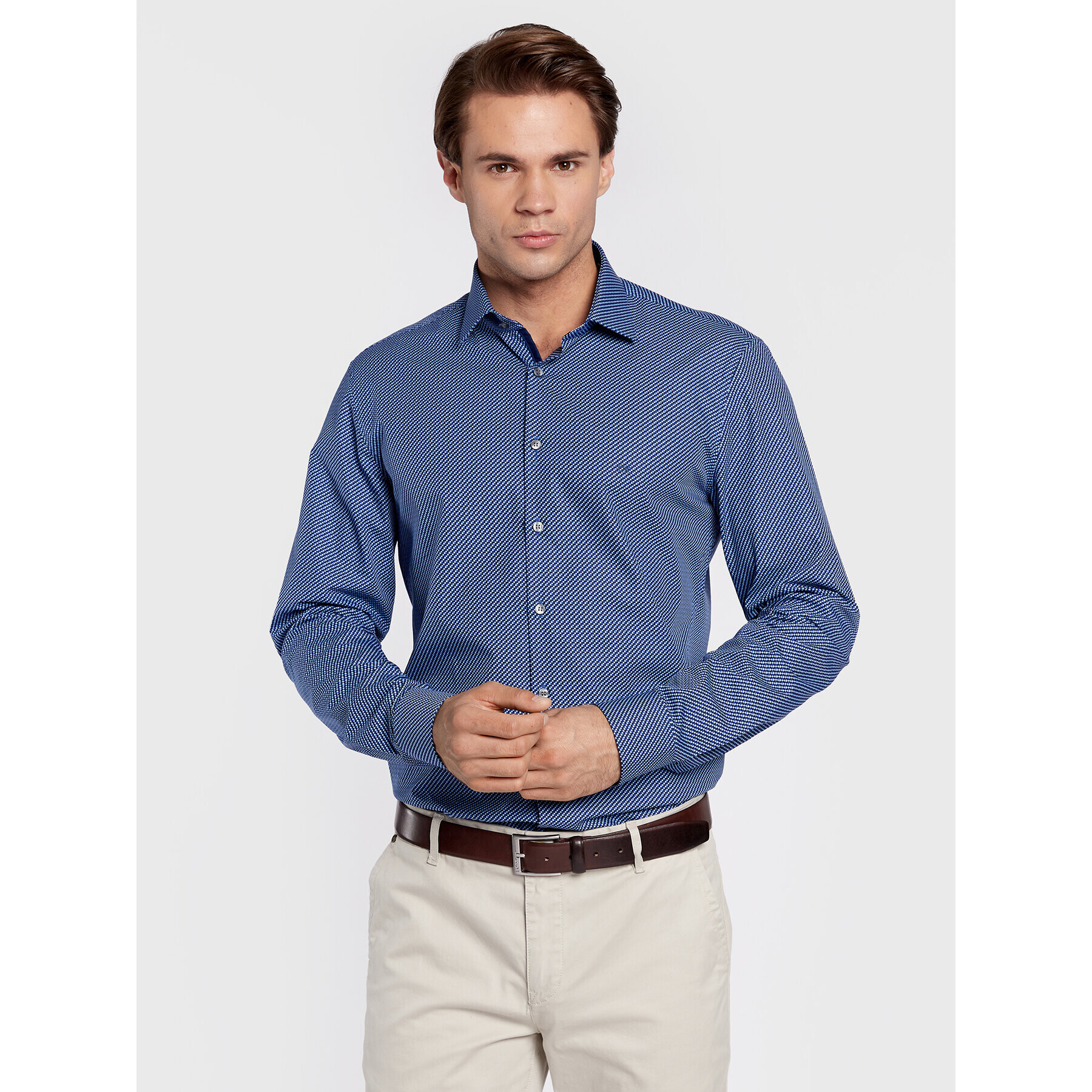 Calvin Klein Риза Multi Square K10K109886 Син Slim Fit - Pepit.bg