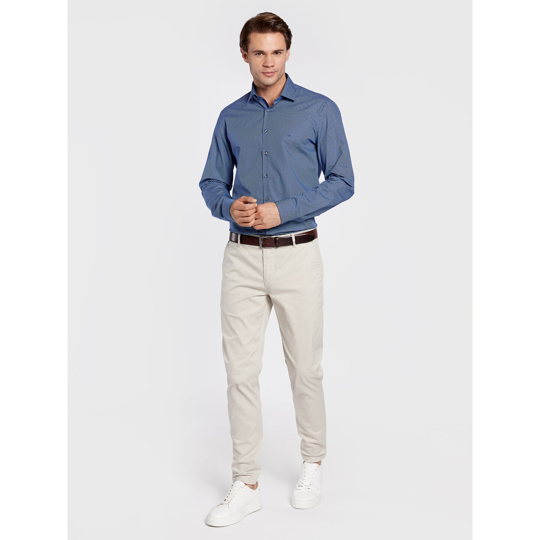 Calvin Klein Риза Multi Square K10K109886 Син Slim Fit - Pepit.bg