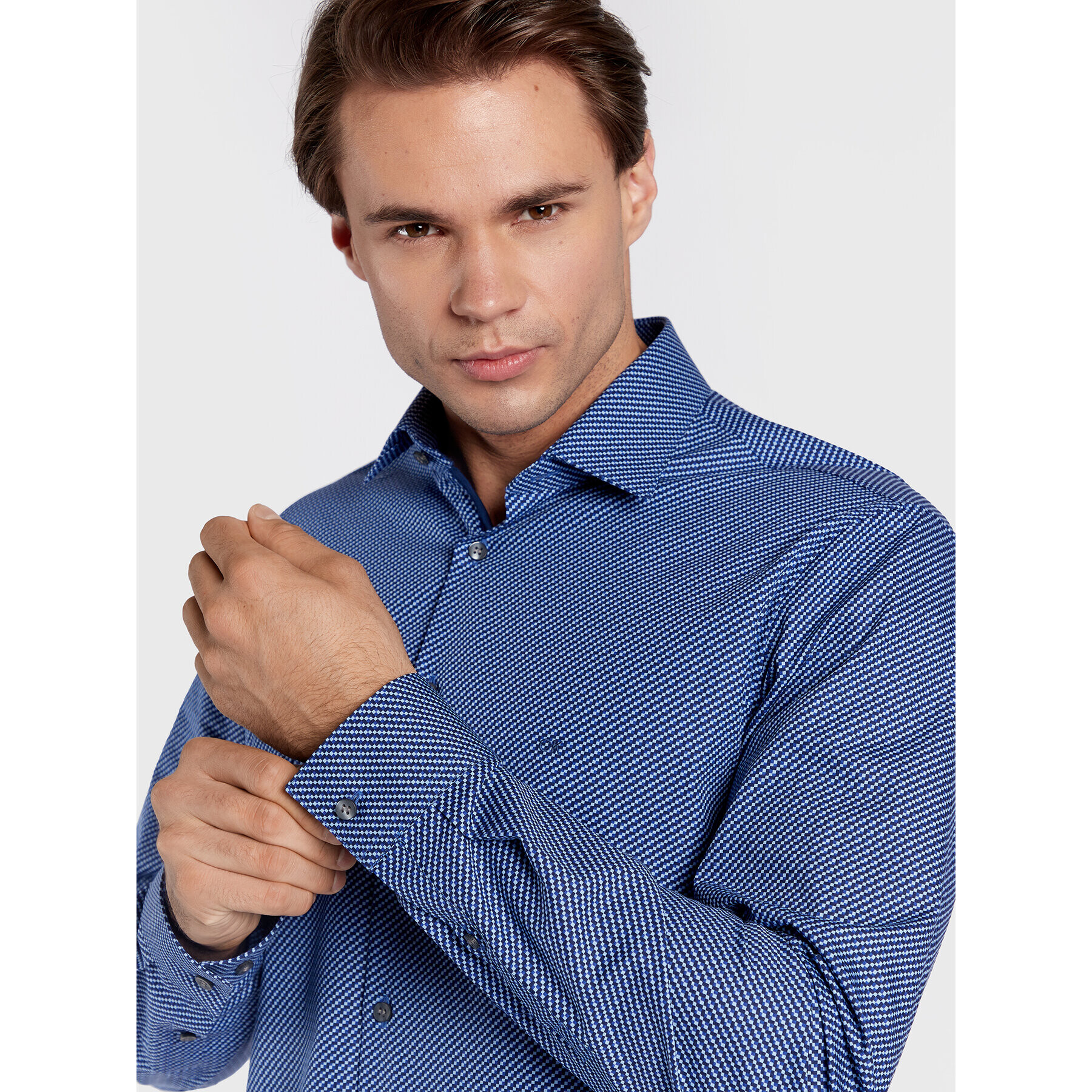 Calvin Klein Риза Multi Square K10K109886 Син Slim Fit - Pepit.bg
