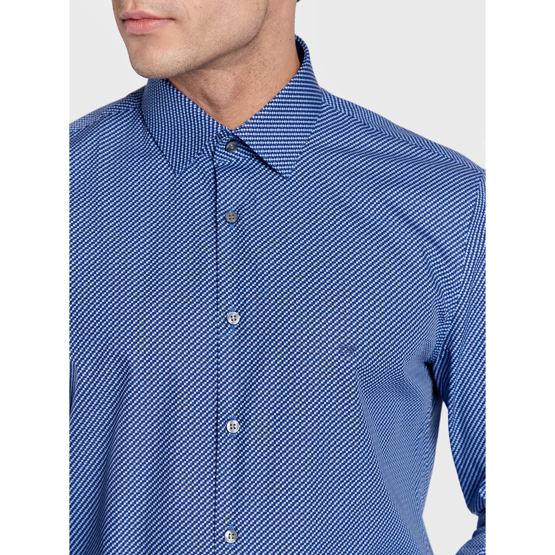 Calvin Klein Риза Multi Square K10K109886 Син Slim Fit - Pepit.bg