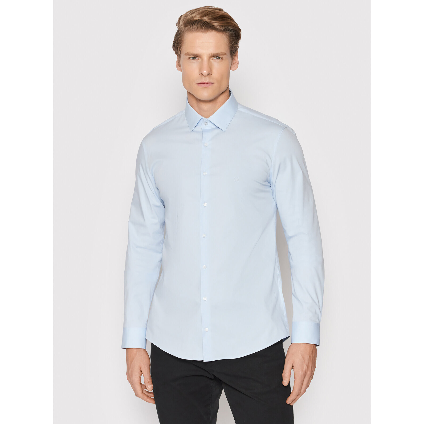 Calvin Klein Риза Poplin K10K108229 Син Slim Fit - Pepit.bg