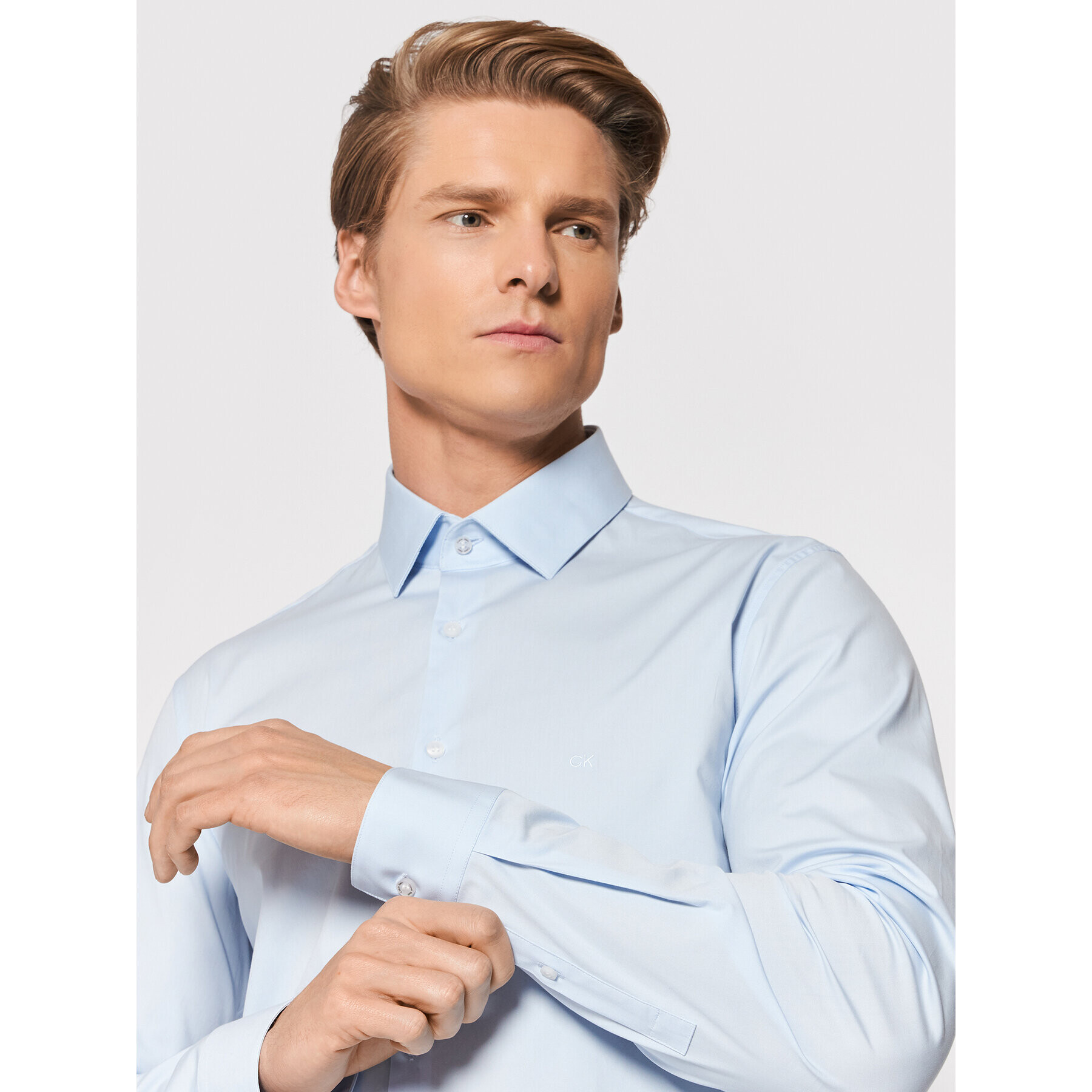 Calvin Klein Риза Poplin K10K108229 Син Slim Fit - Pepit.bg