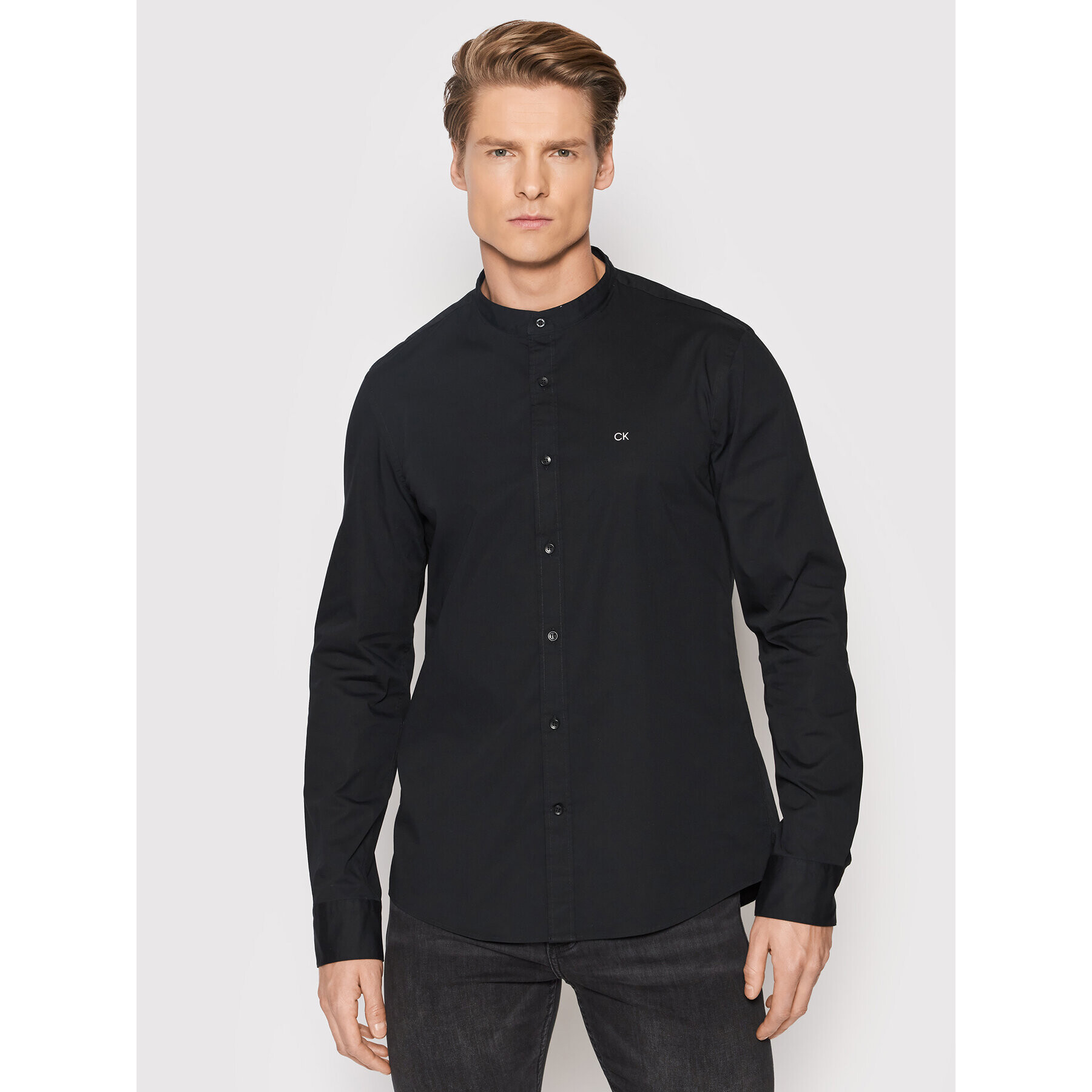 Calvin Klein Риза Poplin K10K108525 Черен Regular Fit - Pepit.bg
