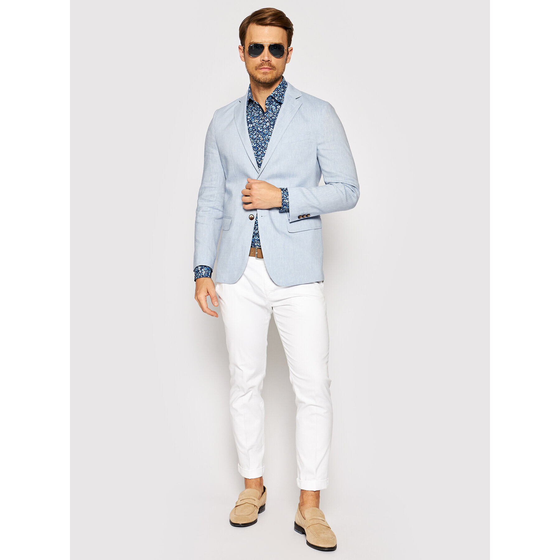 Calvin Klein Риза Printed Contrast K10K107399 Син Slim Fit - Pepit.bg