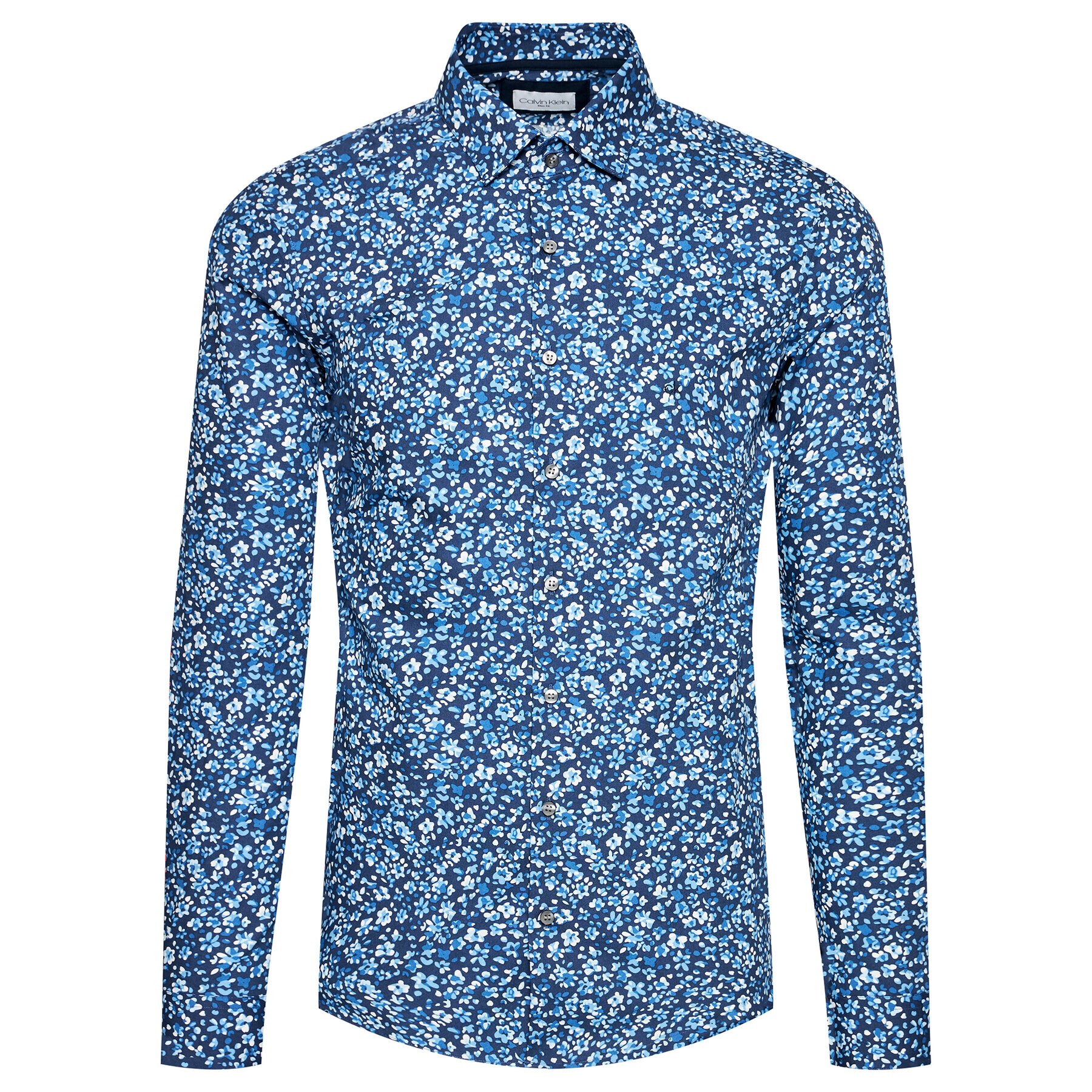 Calvin Klein Риза Printed Contrast K10K107399 Син Slim Fit - Pepit.bg