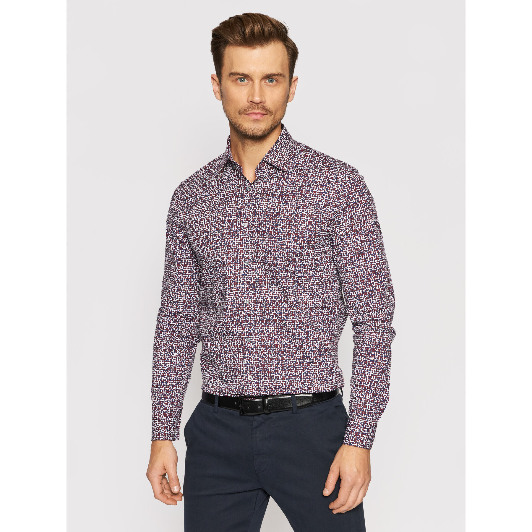Calvin Klein Риза Printed K10K107822 Бордо Slim Fit - Pepit.bg
