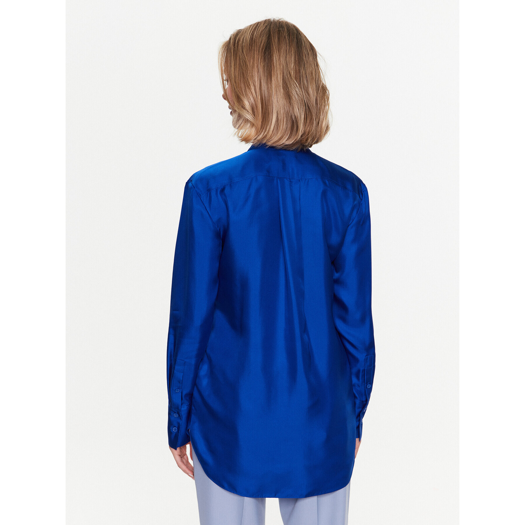 Calvin Klein Риза Silk Relaxed Collarless K20K205207 Син Relaxed Fit - Pepit.bg