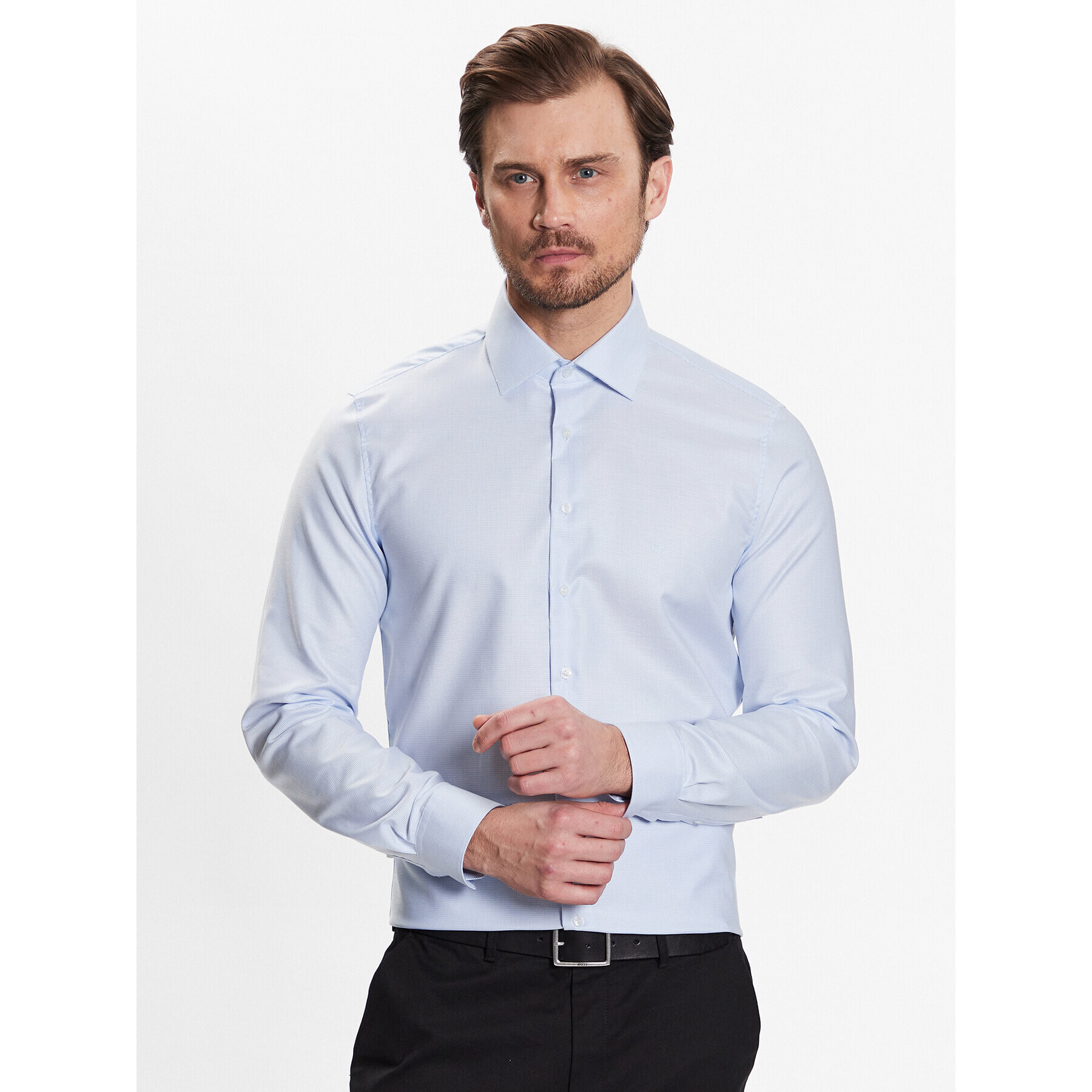 Calvin Klein Риза Structure Easy Care Fitted Shirt K10K111293 Син Fitted Fit - Pepit.bg