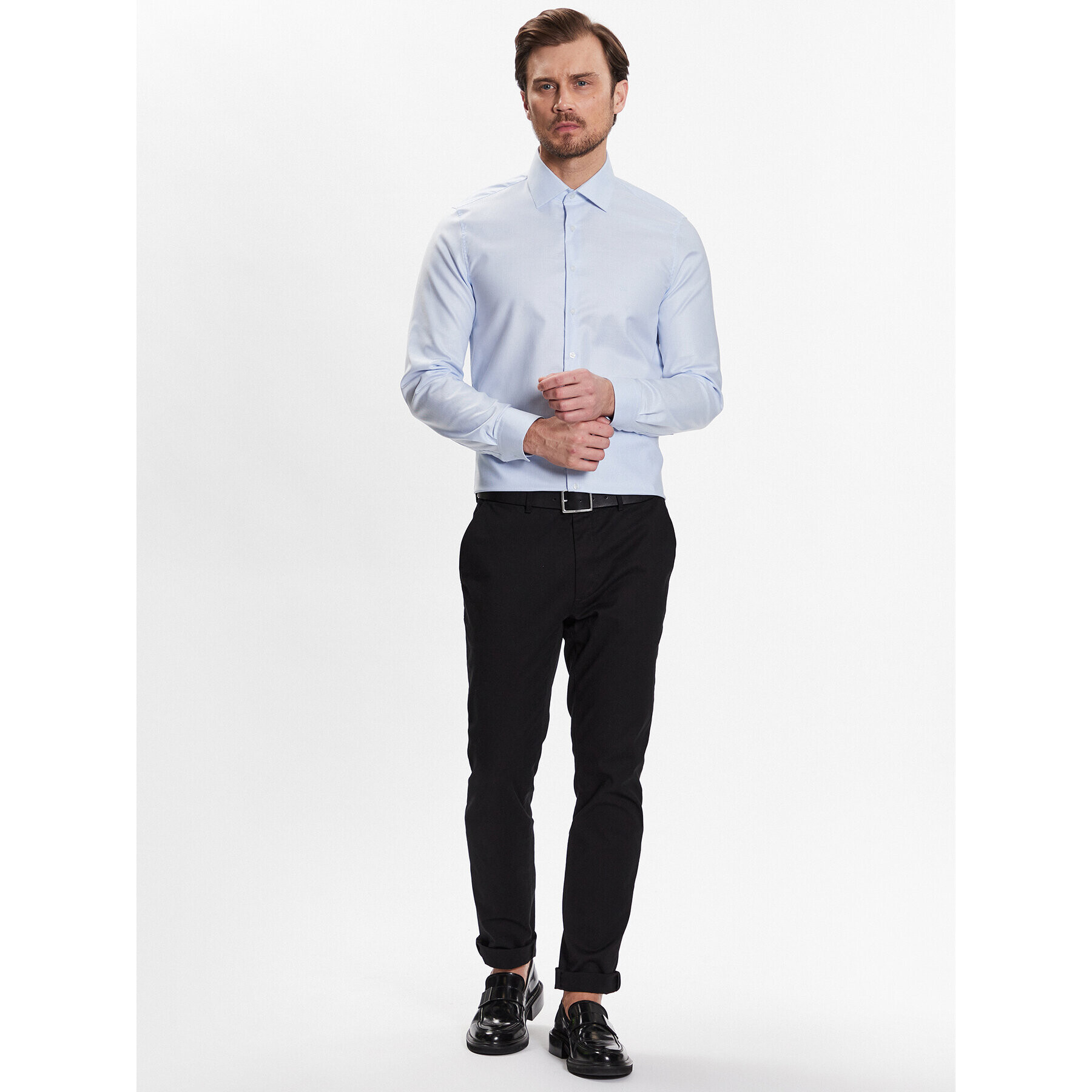 Calvin Klein Риза Structure Easy Care Fitted Shirt K10K111293 Син Fitted Fit - Pepit.bg