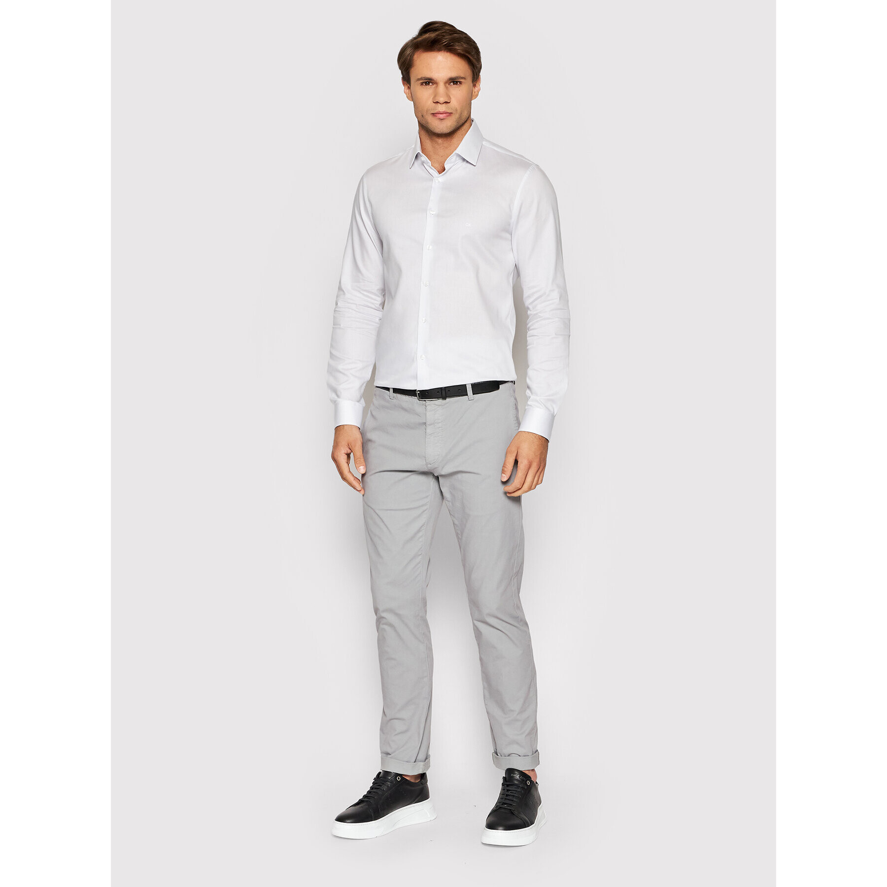 Calvin Klein Риза Structure Easy Care K10K109168 Бял Slim Fit - Pepit.bg