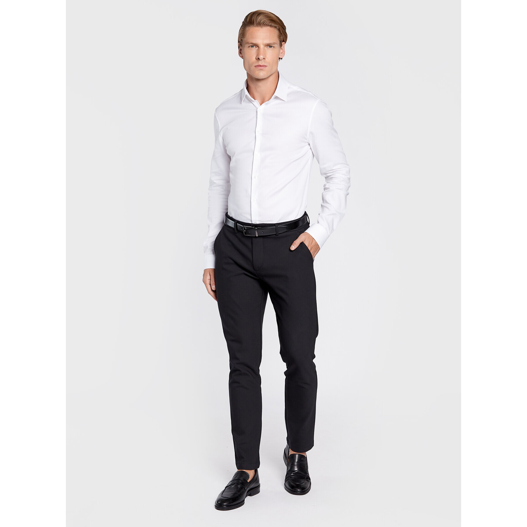 Calvin Klein Риза Structure K10K110570 Бял Slim Fit - Pepit.bg